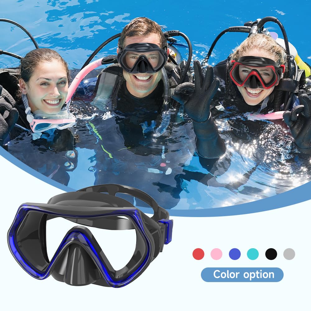 Findway Unisex Maschera Subacqua Adulti, Maschera Snorkeling per Uomo Donna e Adolescenziale, Occhialini Nuoto in Vetro Temperato con Coprinaso Adatto per Immersioni, Snorkeling, Nuoto