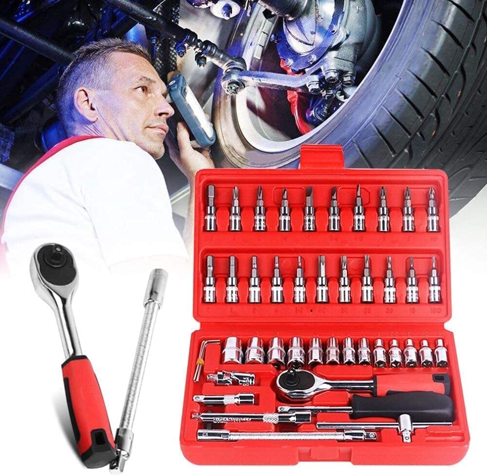 Abhsant 46 in 1 Pcs Tool Kit Ratchet Socket Wrench Combination Tools Kit Screwdriver Drive Ratchet Socket and Star Hex Torx Bits Wrench Handle Remove and Replace the Socket (B09Q5M6SDC) Amazon Price History, Amazon Price Tracker