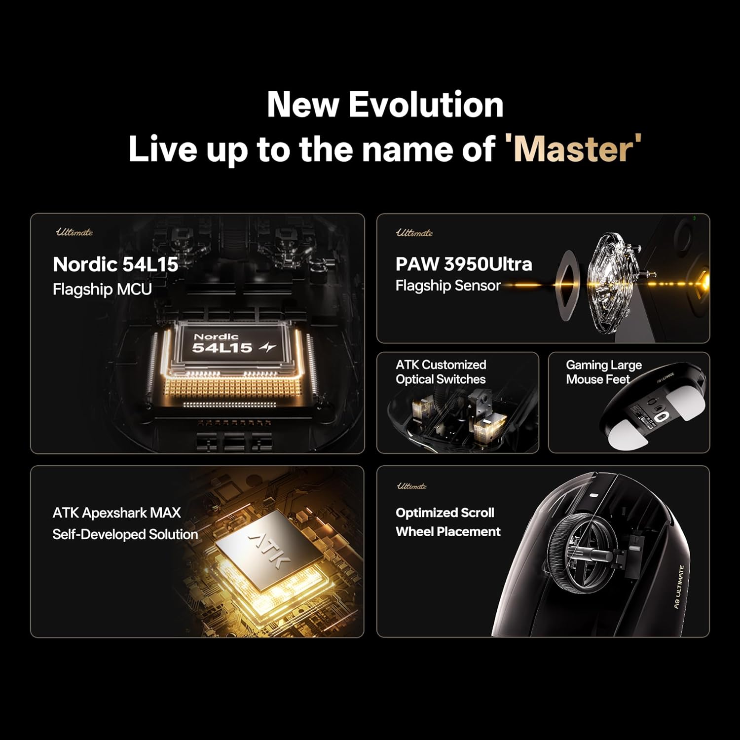 ATK Dragonfly A9 Air Wireless Gaming Mouse, 47g Lightweight, PAW3950 Ultra Sensor, Nordic 54L15 MCU, 8K Polling, 300 Hr Battery Life, Dual-Mode 2.4G/Wired 3 7197To4HscL. AC SL1500