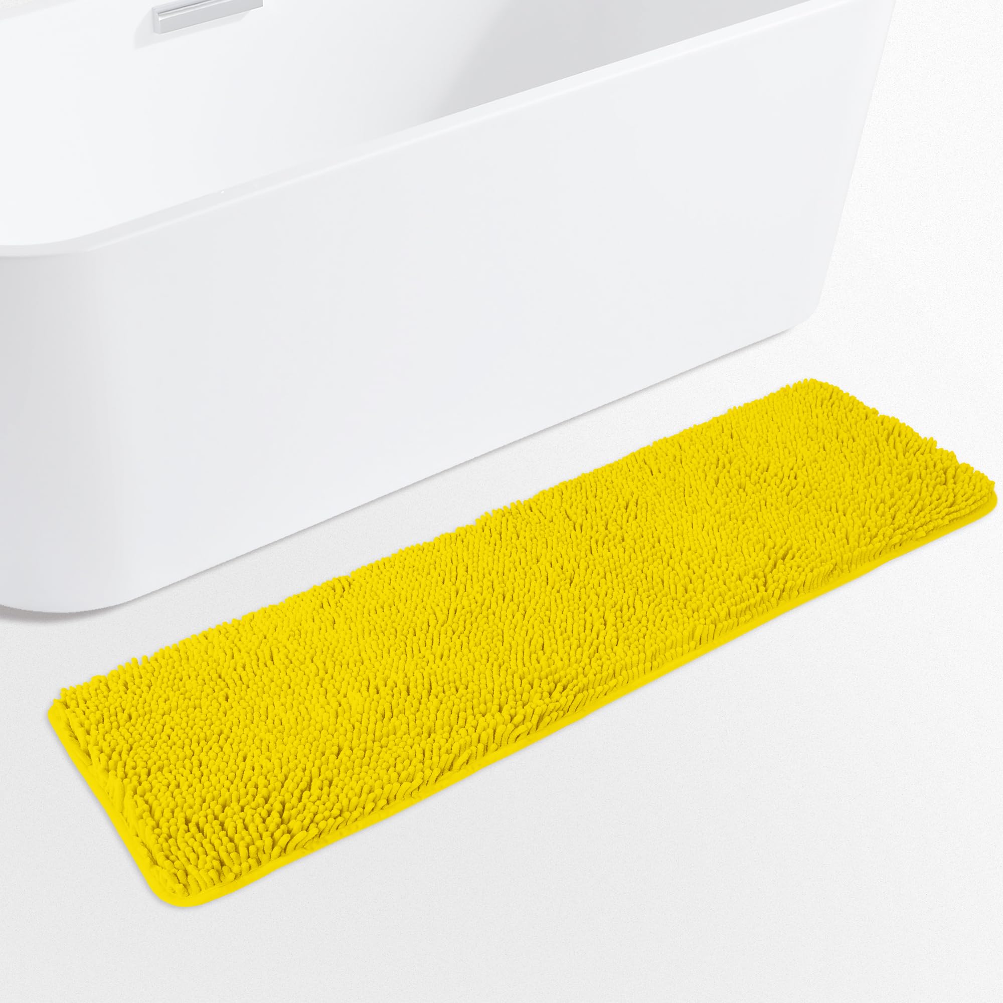 Yeaban Yellow 47 x 17 Bathroom Rug – Thick Chenille Bath Mats | Absorbent and Washable Bath Rug Non-Slip, Plush and Soft Rugs for Bathroom Floor,