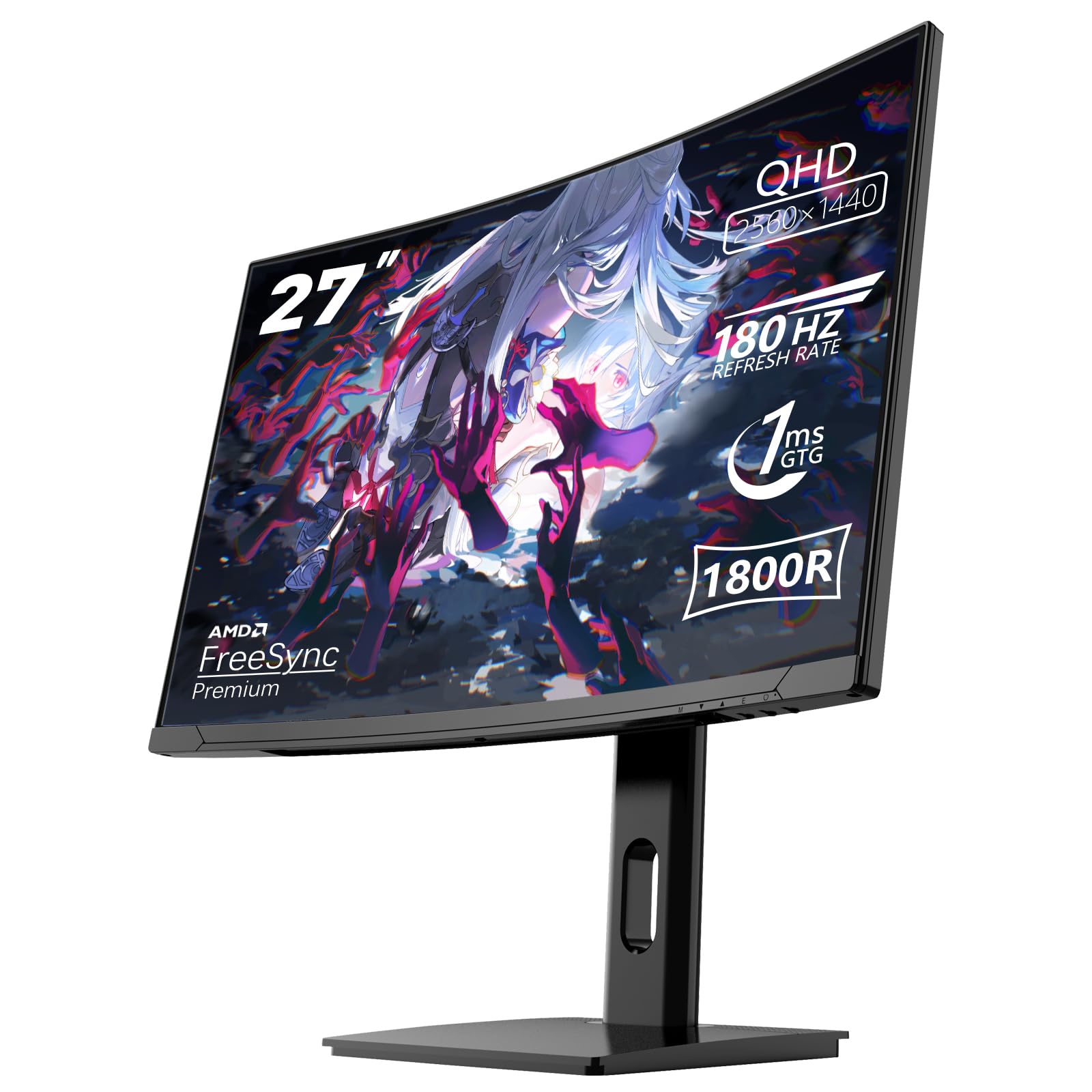 Amazon.com: 27 Inch 2K Curved QHD Gaming Monitor 180Hz 1ms