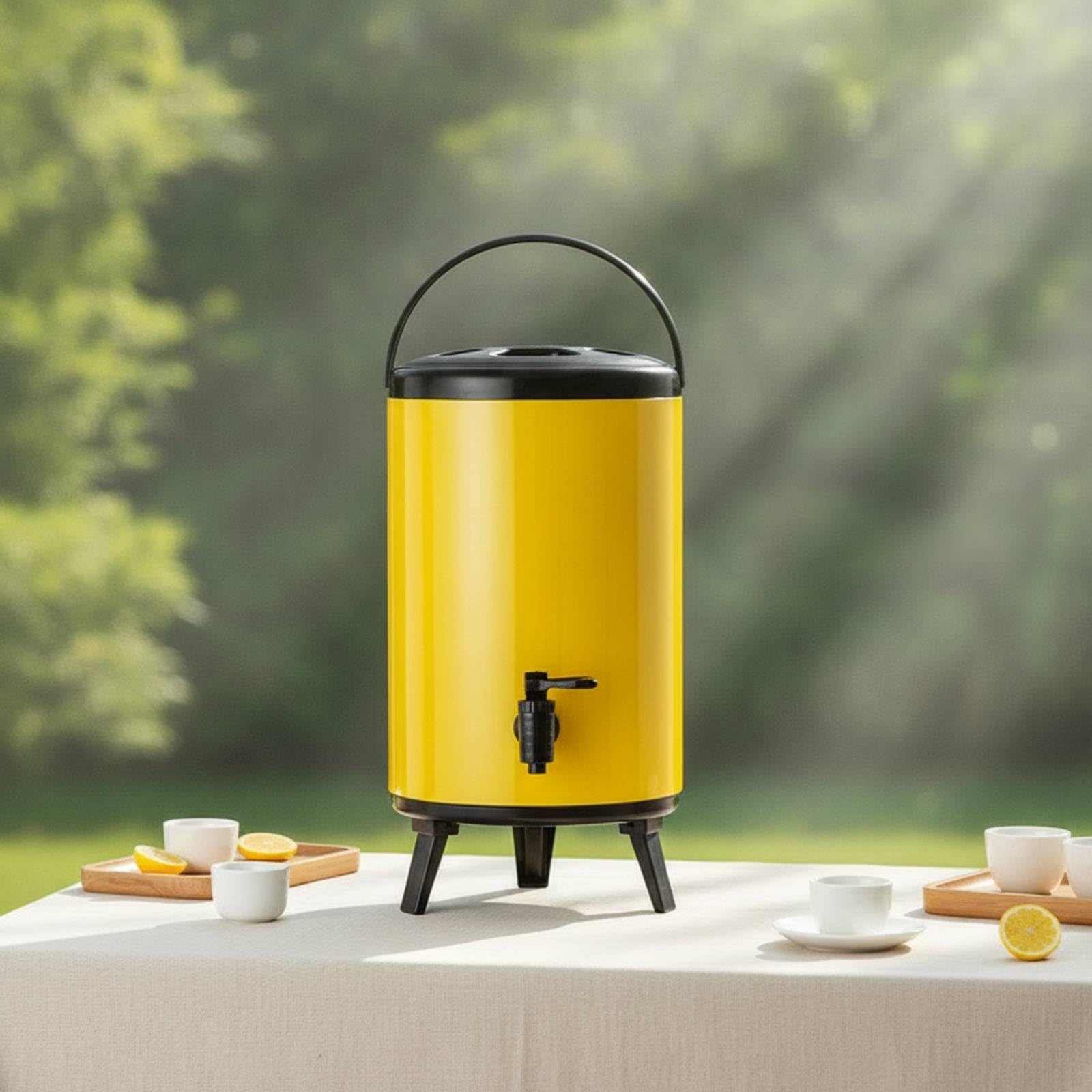 Termo Dispensador Bebidas con Grifo Aislado Termo Acero Inoxidable con Grifo Portátil Contenedor para Cafeterías, Array, Blanco Leche, 10L