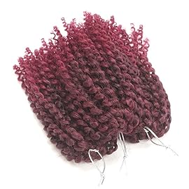 3pcs/pack bob Kinky Curl 8 Inch Afro Kinky Twist Hair Burg color Soft Synthetic Crochet Braiding Hair Extention (1B/BURG)