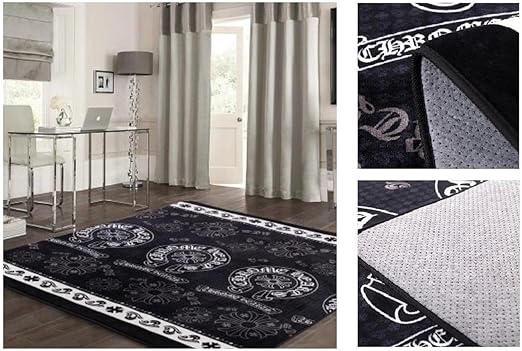 Amazon Marieange オシャレ かっこいい クロムハーツ柄 インテリア マットカーペット リビングルーム Ver 2 Ss 2 140 0 ラグ カーペット オンライン通販