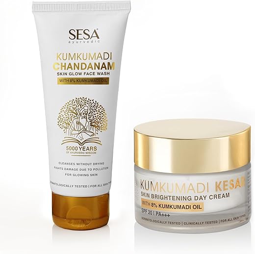 SESA Kumkumadi Skin Care kit for Radiant & Glowing Skin | Protects from Sun Damage with SPF 20 & PA++ | For Dull & Damaged Skin |Dermatologically…
