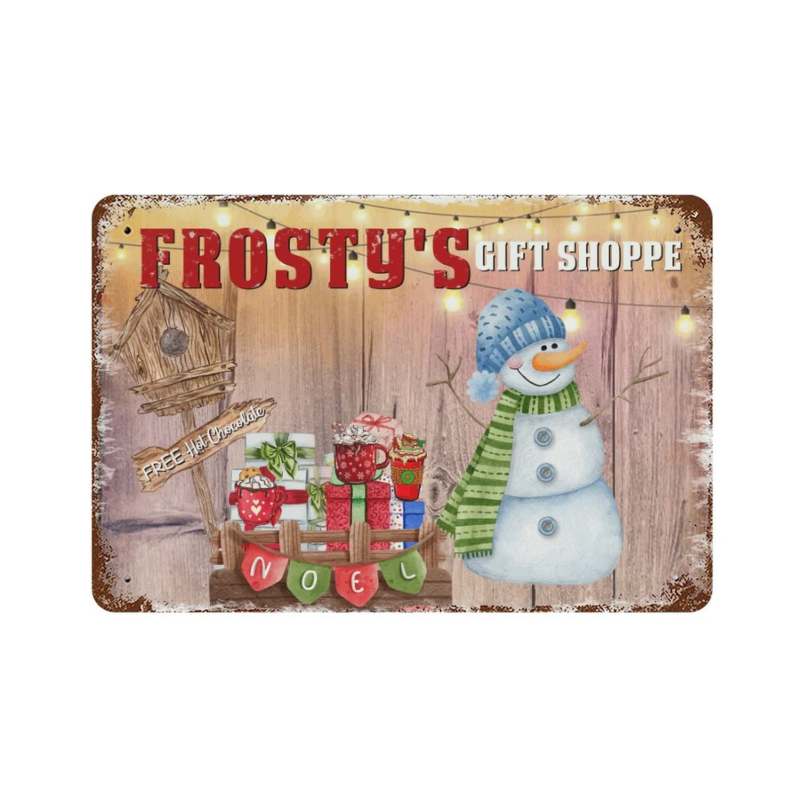 Plaque en étain bonhomme de neige pour décorer votre jardin et votre maison à Noël
