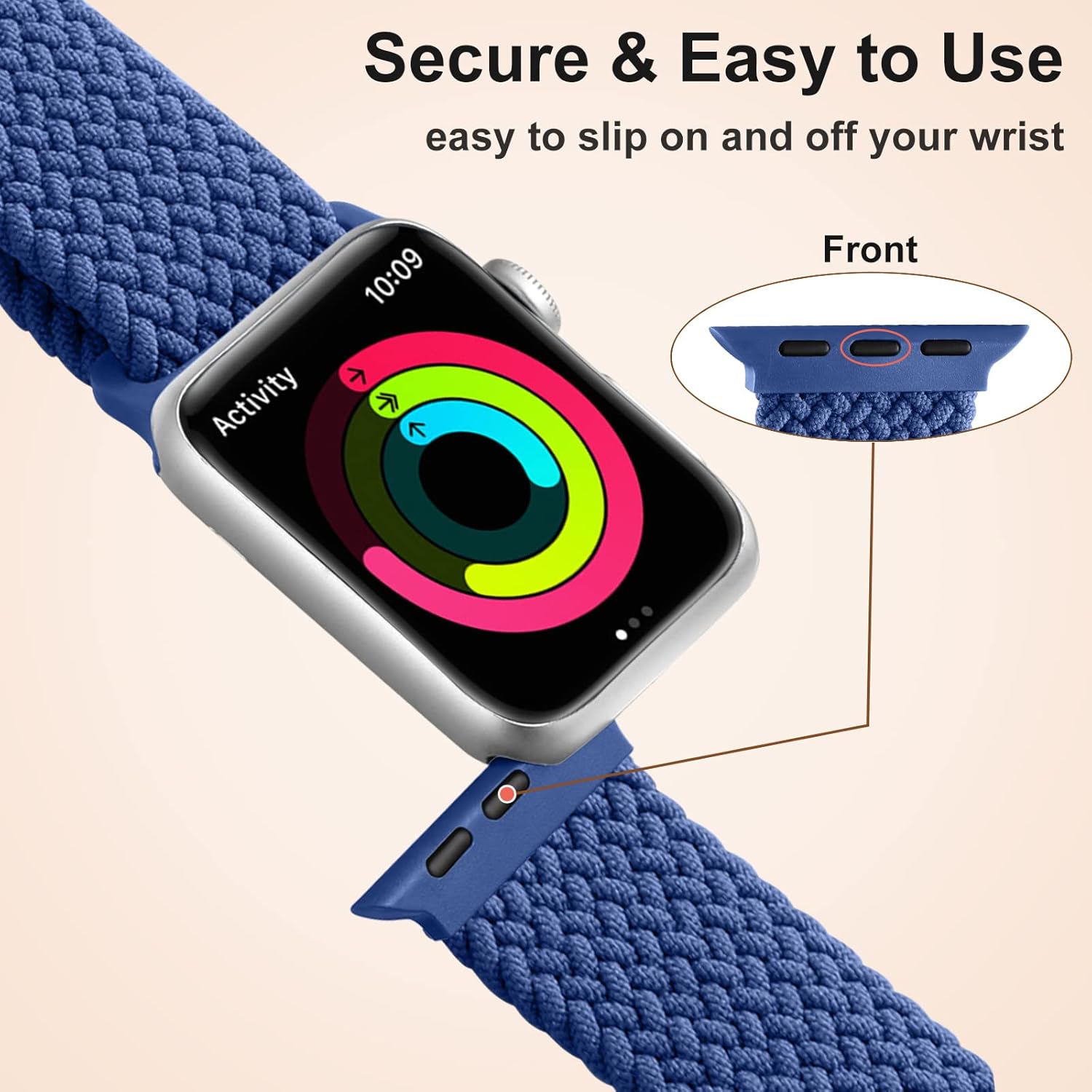 Miniatura 5 de DGege Solo Loop de nailon trenzado elástico compatible con Apple Watch Band de 1.496 pulgadas, 1.575 pulgadas, 1.614 pulgadas, 1.654 pulgadas, 1.732