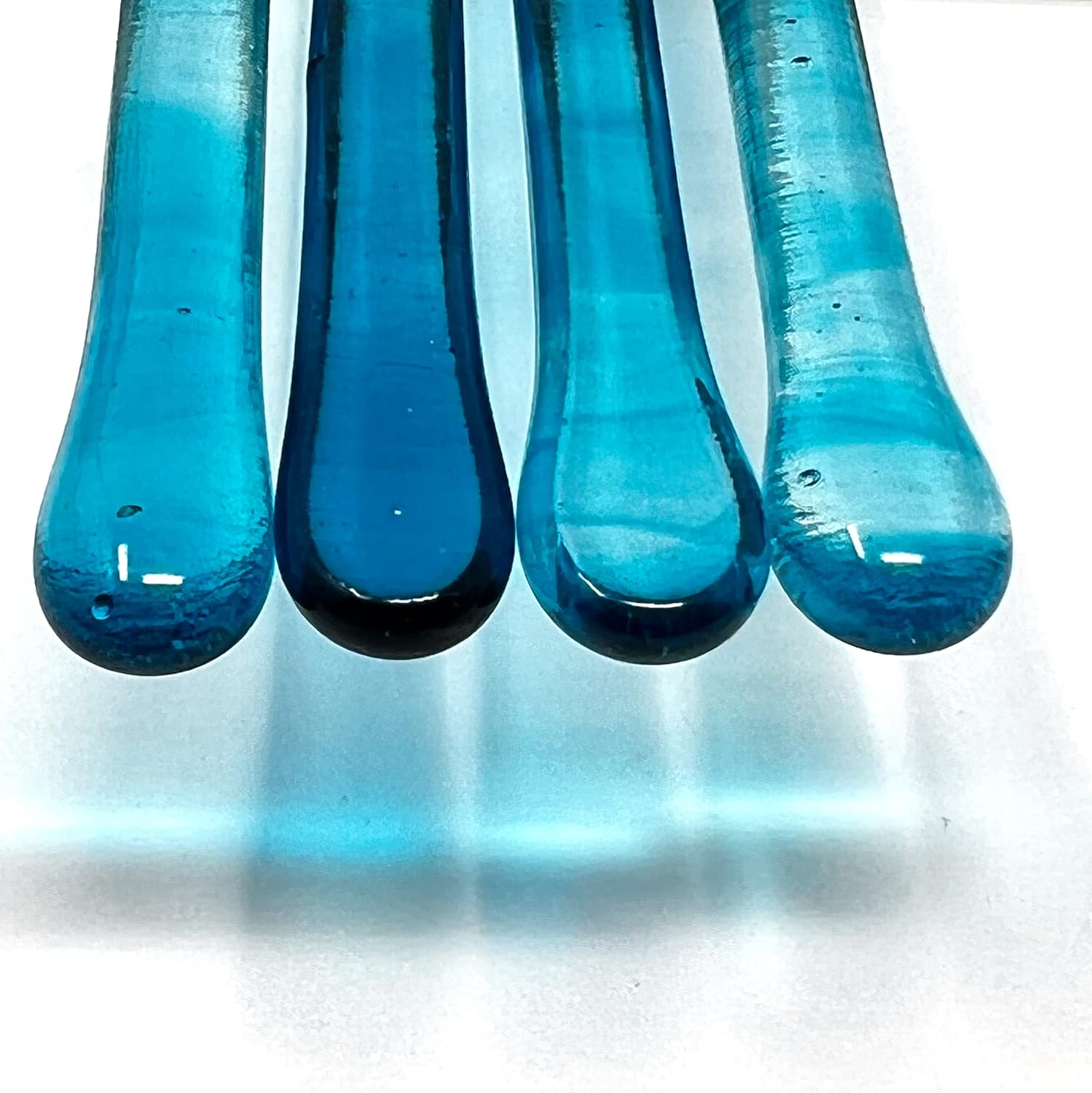 Handmade Glass Swizzle Sticks: Fluorescent Sea Blue (Paradise Collection) - 7.25 inch stirrer for Coffee Tea and Mugs - Set of 4 with Gift Box by studioTica