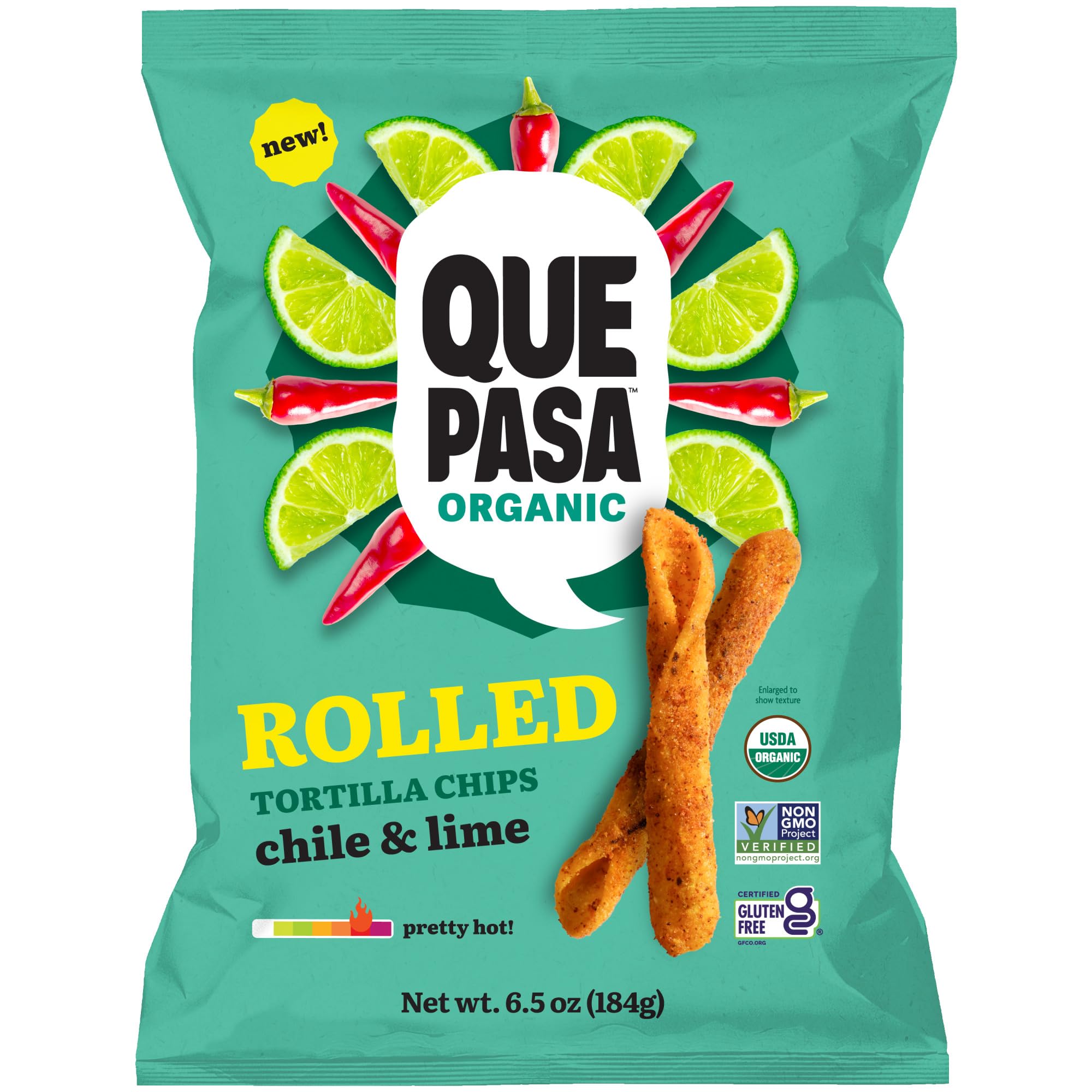 Que Pasa Organic Chile Lime Tortilla Chips, 6.5 Ounce (Pack of 1)