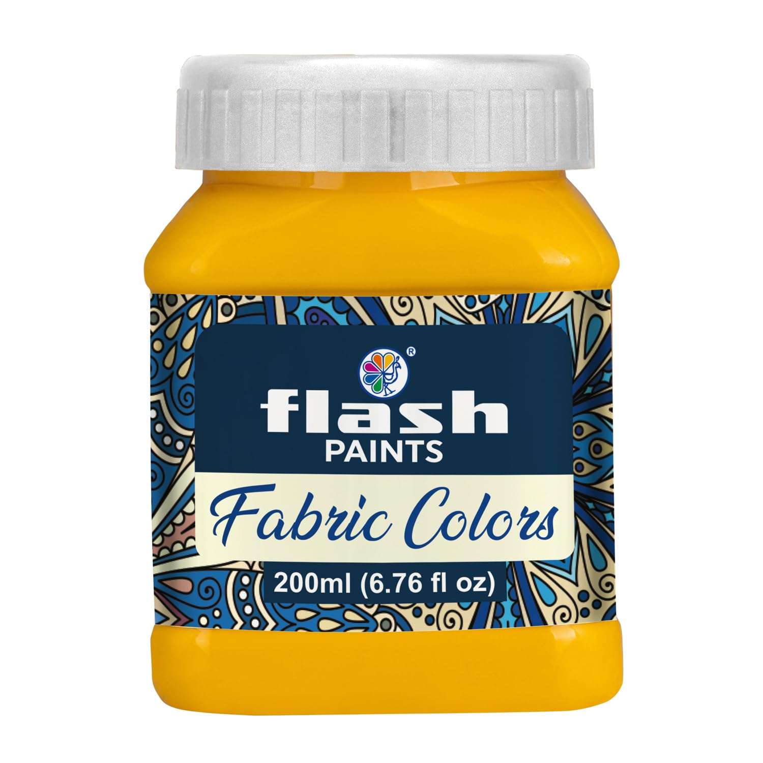 Flash Fabric Color Paint | 200 ml, 7 fl oz Each | High Pigment Strength | Non Fading | Indoor/Outdoor | Non Toxic | Multi-Surface Paint | Made In India (Golden Yellow)
