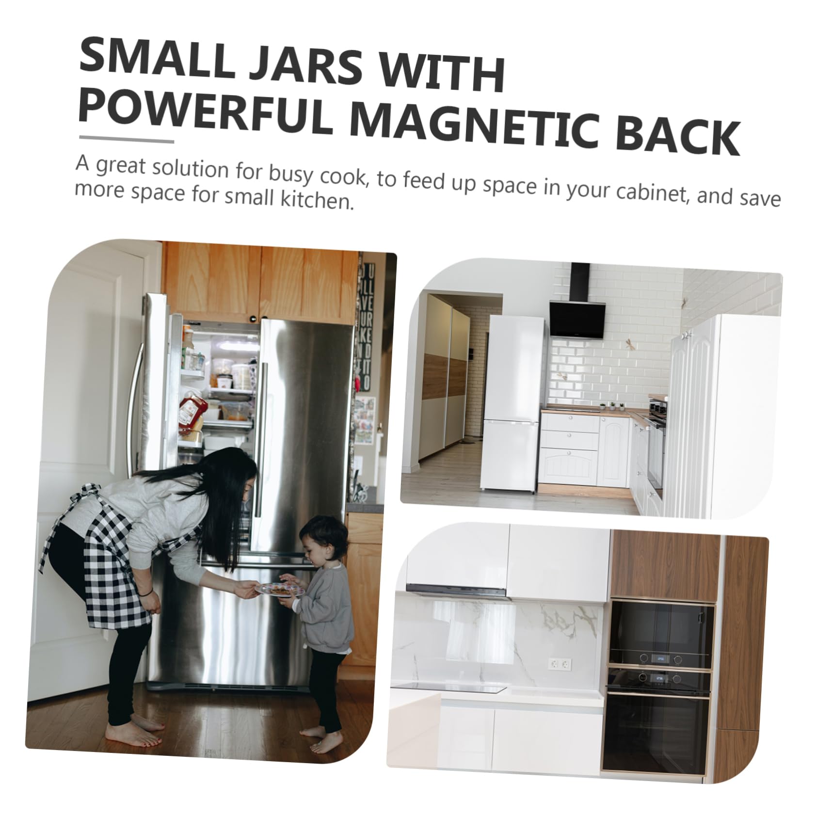 Juego de 3 recipientes magnéticos de metal redondos portátiles para cocina y barbacoa, fácil de fijar al refrigerador, ideal para hierbas, condimentos y especias
