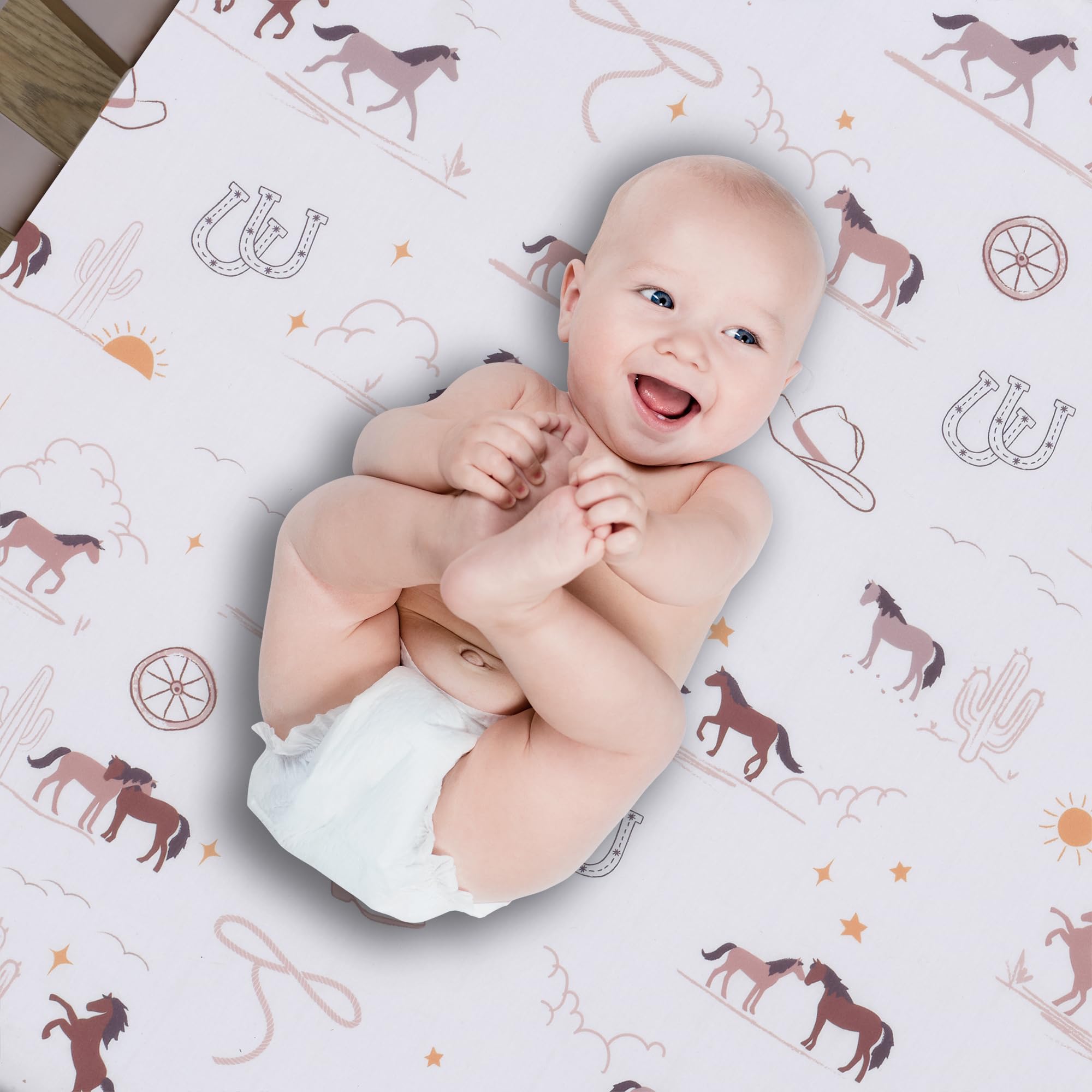 Lambs & Ivy Country Western Breathable 100% Cotton Fitted Crib/Toddler Sheet