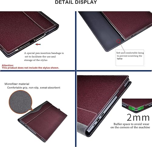 Miniatura 5 de Funda para portátil HP OMEN 8Plus 17.3 pulgadas, HP 17s-cu 17-cn cp para Hp 470 G8 G9 caso portátil resistente a caídas Funda PU (rojo vino)