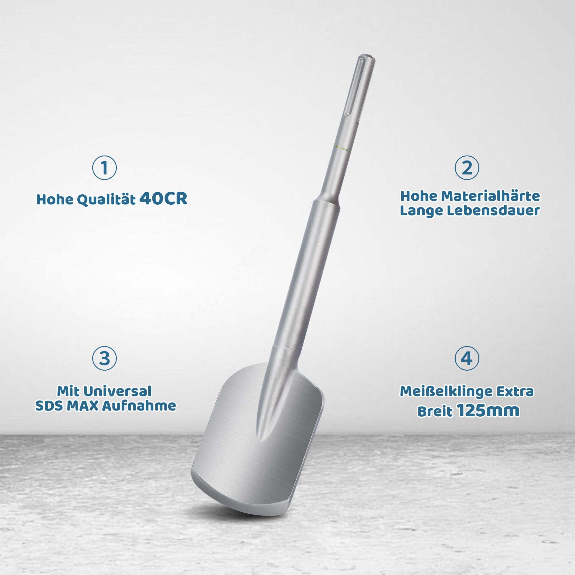 agawas - Scalpello per asfalto, 110 x 470 mm, SDS Max, in acciaio 40CR, attacco 20 mm, con manico lungo, scalpello piatto, con contenitore per trapano da roccia da 65 A, demolizione e martello,