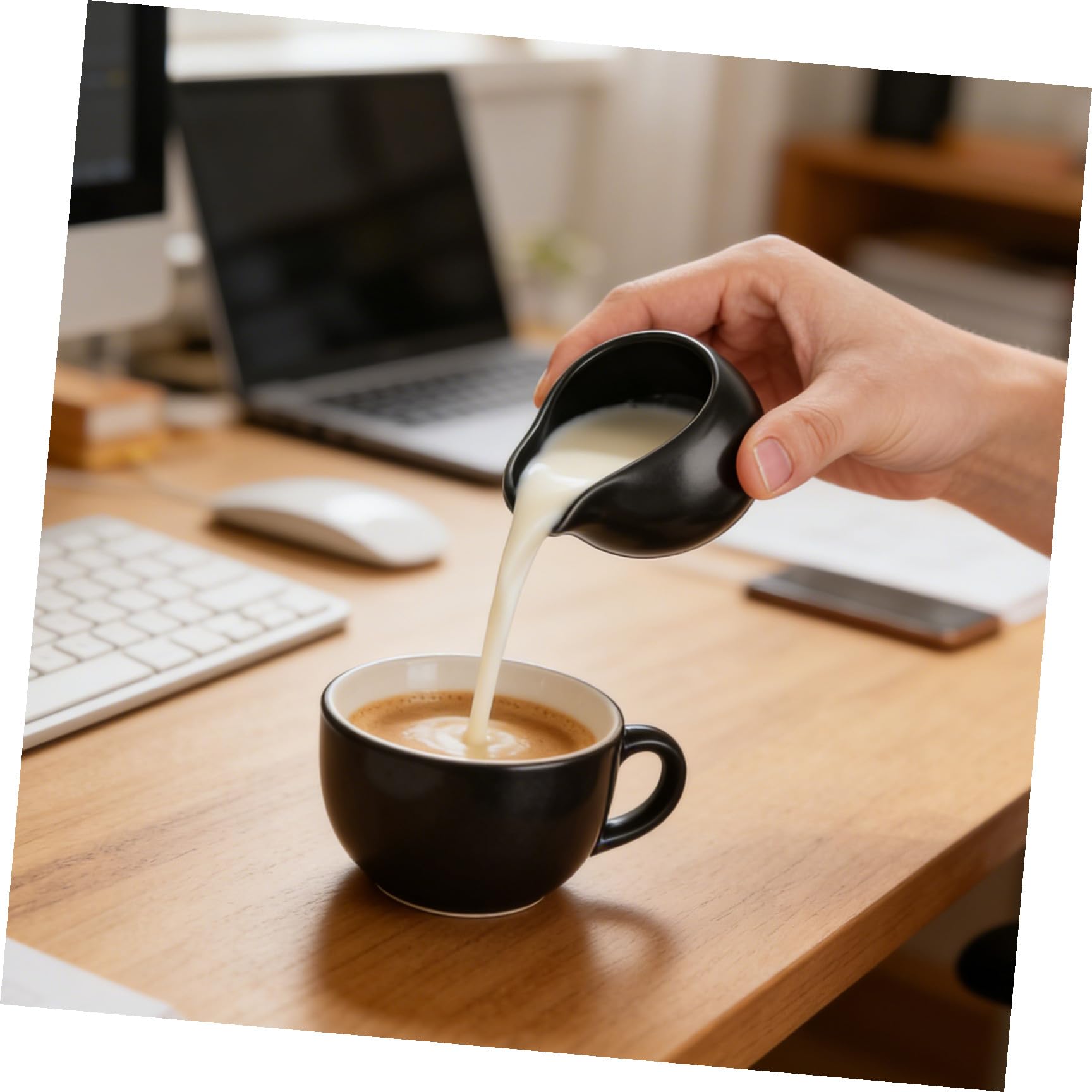 Brocca Latte in Ceramica Nera, Set 3 Pezzi per Servizio