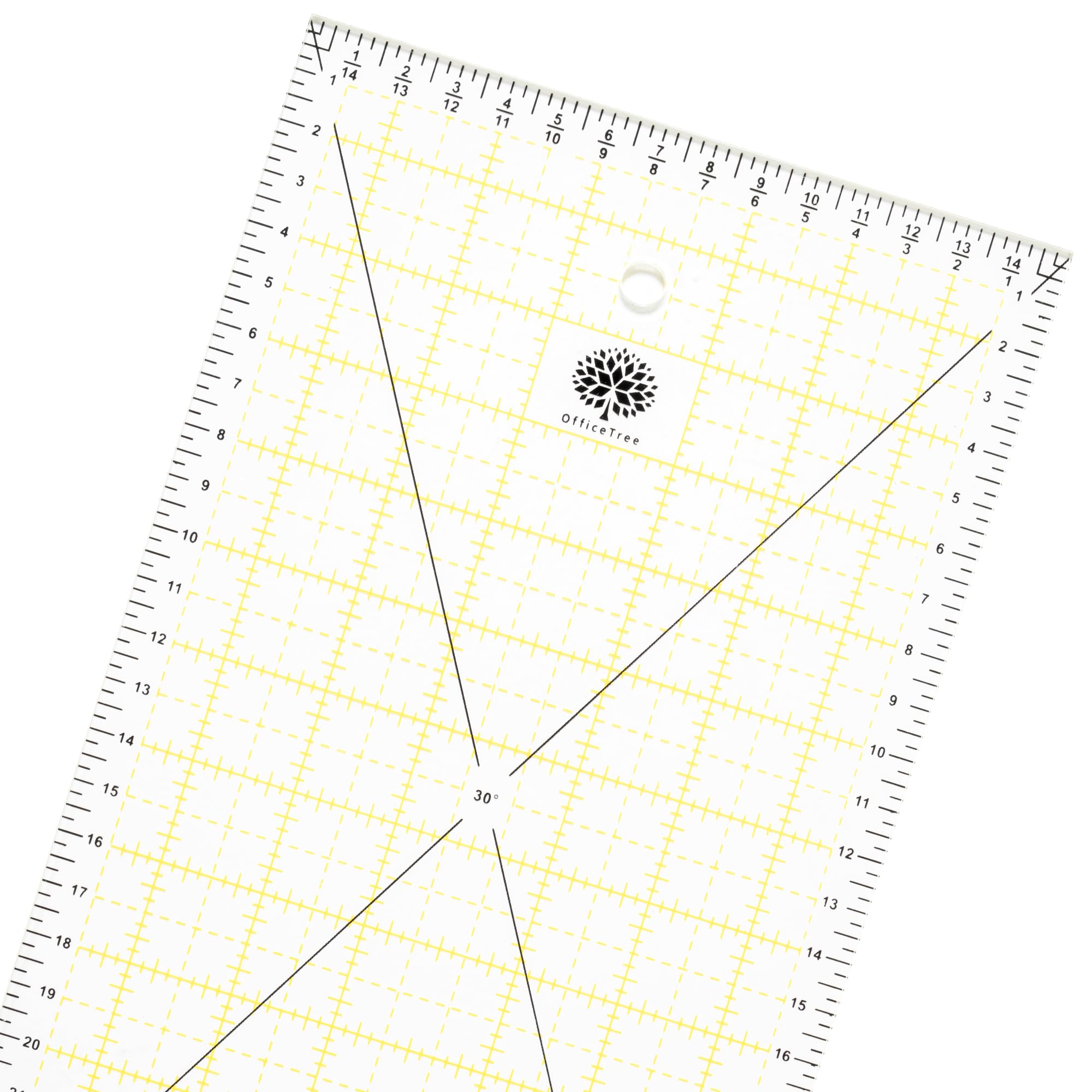 OfficeTree Regle Patchwork Couture 60 cm x 15 cm - Règle Couture 60 cm avec des mesures d'angle - Règle Patchwork - Regle Japonaise Couture - Universelle pour des découpes précises