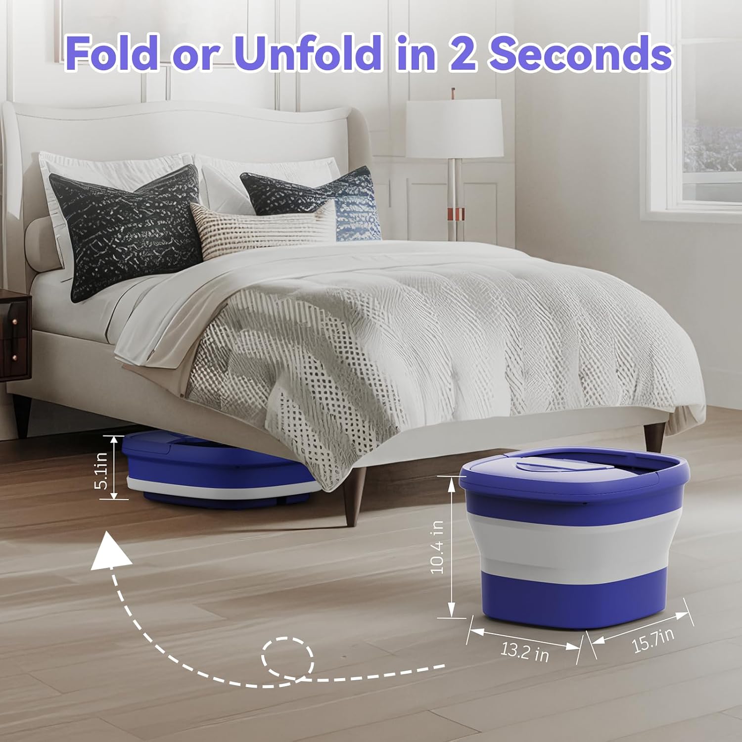 Foot Spa Collapsible, Foot Bath Massager with Heat, Remote, Timer, and 24 Motorized Shiatsu Massage Balls, Foot Soaking Tub Supports Hot/Cold Water Soaking - Image 5