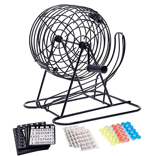 Máquina de lotería de bingo, tambor de metal para juego de bingo, bola giratoria de bingo con ventana visible