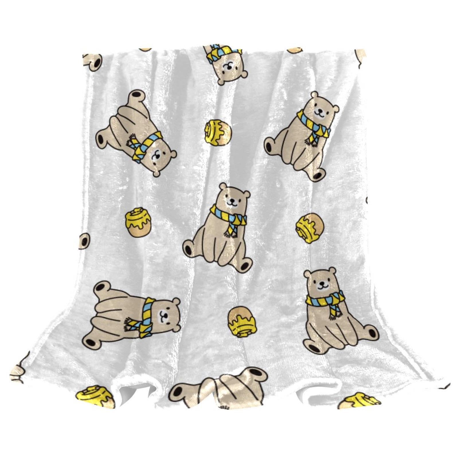 Couverture polaire ours miel plaid microfibre chaud pour remplacer vos couvertures lourdes