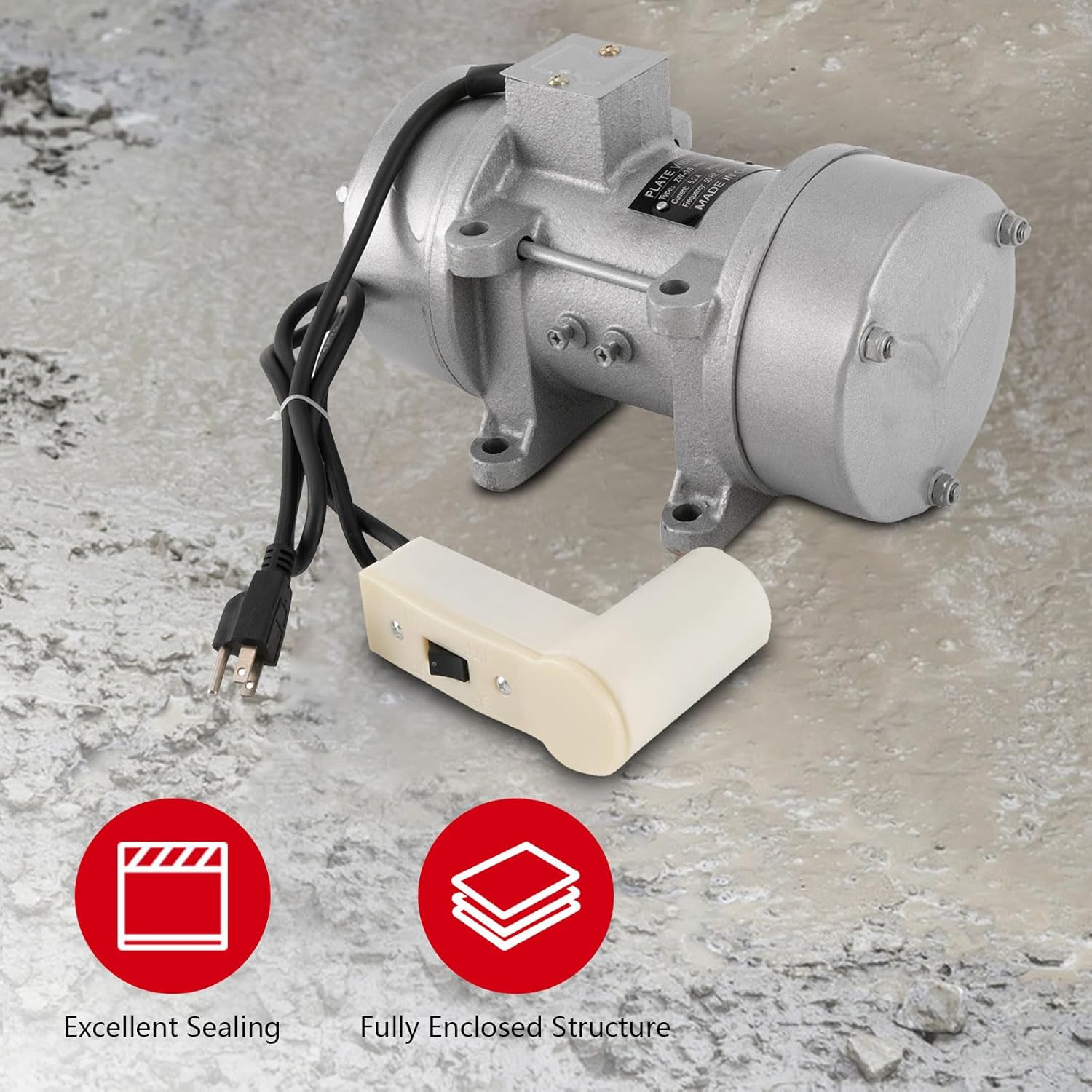 Concrete Vibrator Vibration Motor, 750W 110V Concrete Vibrator Motor, 2840 RPM Electric Vibration Motor, Portable Electric Concrete Vibrating Tool for Construction, Foundry, Food Machinery
