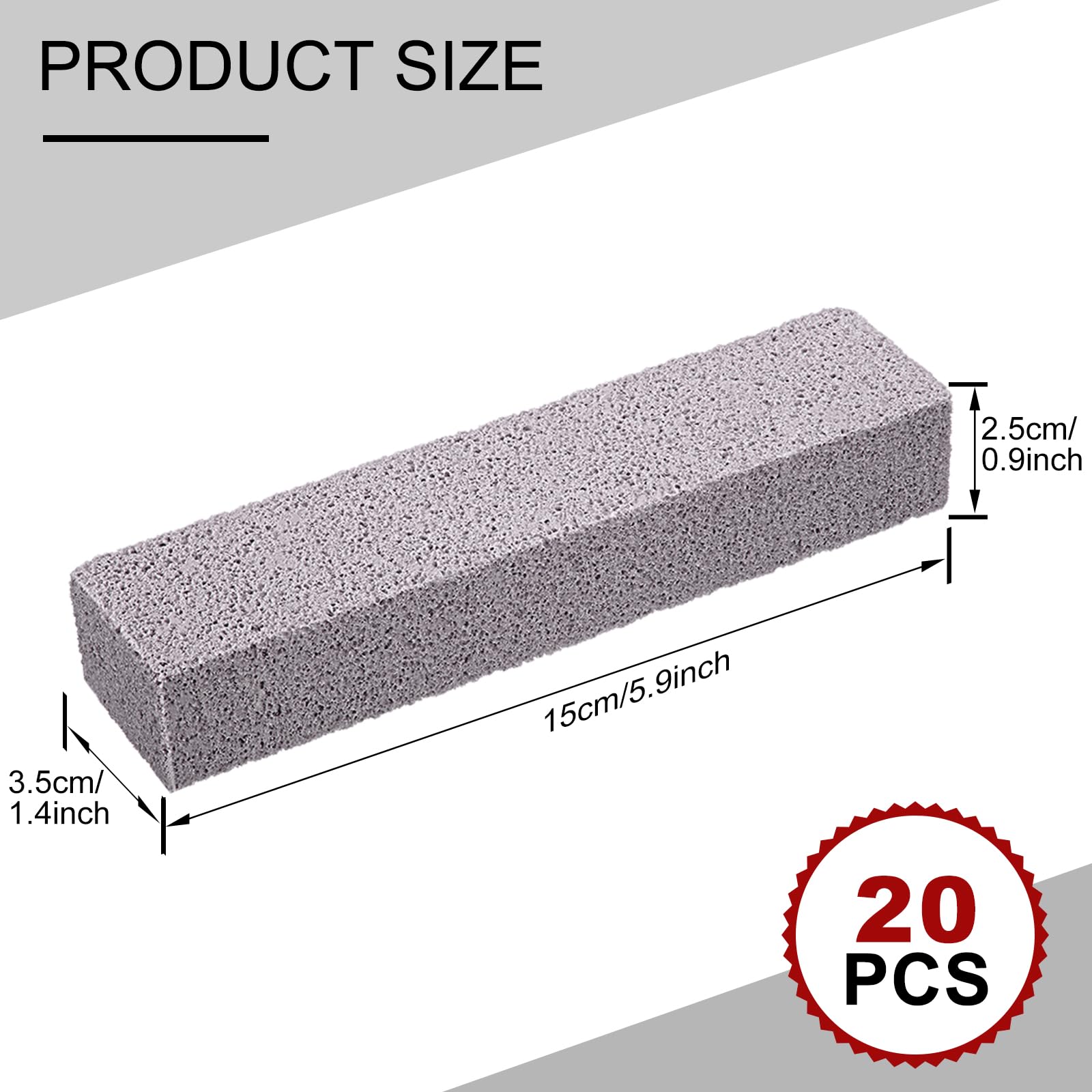 Chinco 20 Packs Pumice Stick for Cheaning, Pumice Scouring Stone Pad Removing Stain Grime Without Leaving Scratches for Kitchen Oven Stove Home Bathroom Toilet Pool House Cleaning Supplies