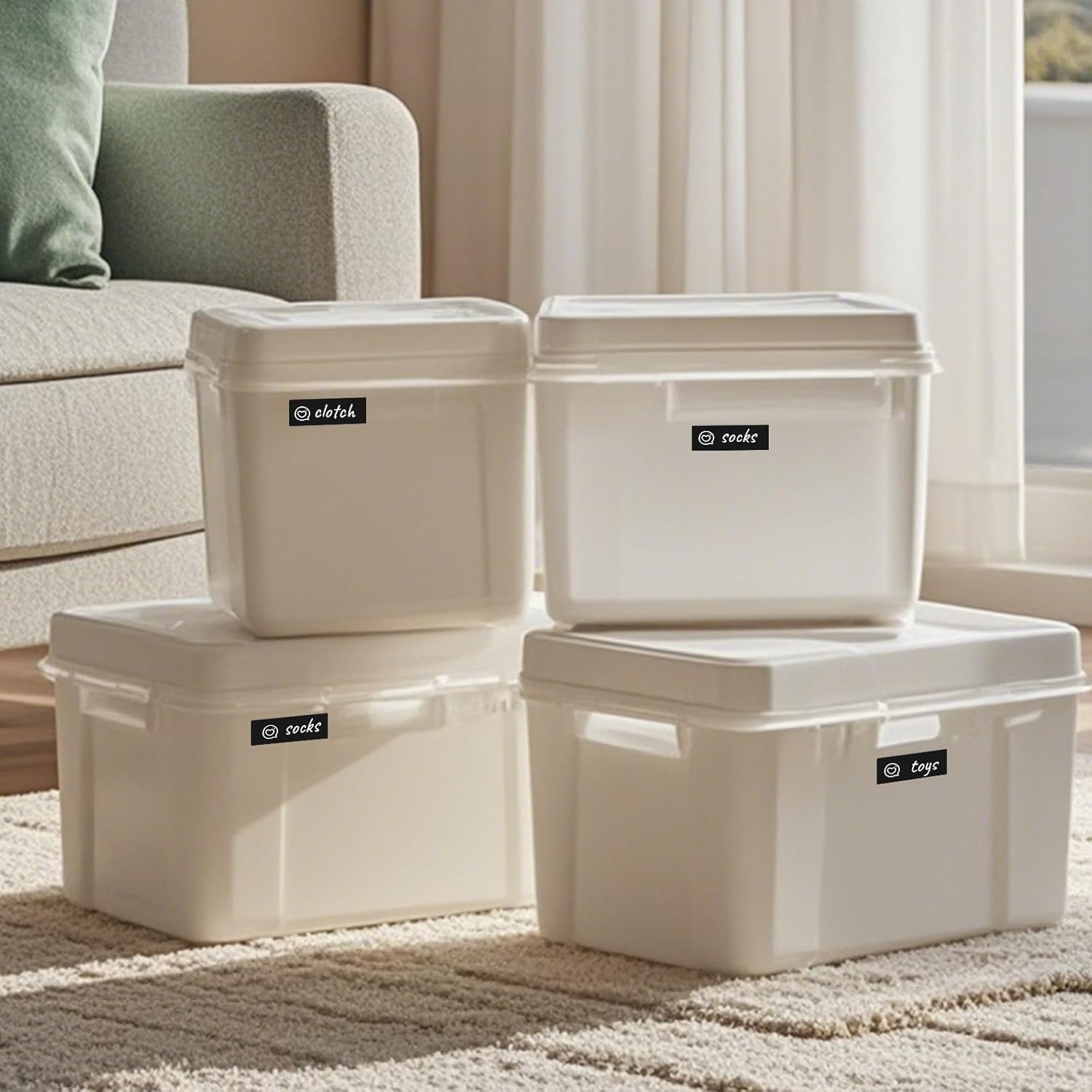 Colored Stickers 3×1 Inch Vinyl File Folder Sticker Black Rectangle Removable Waterproof Color Coding Moving Label for Boxes Office Inventory Labeling 160 PCS - Image 7