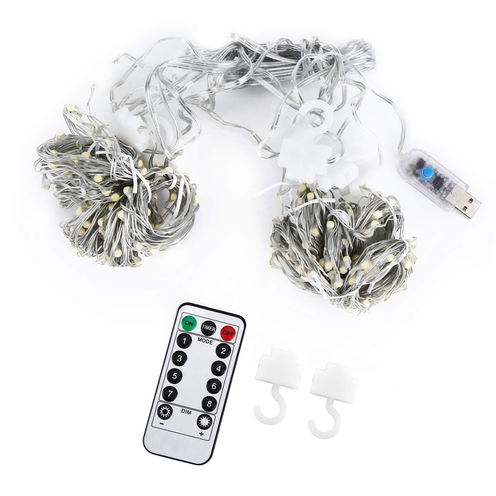 Fydun Guirlande Lumineuse Rideau 300LED 3x3m, avec USB et Télécommande, pour Intérieur/extérieur, Décorations de Mariage et de Fête