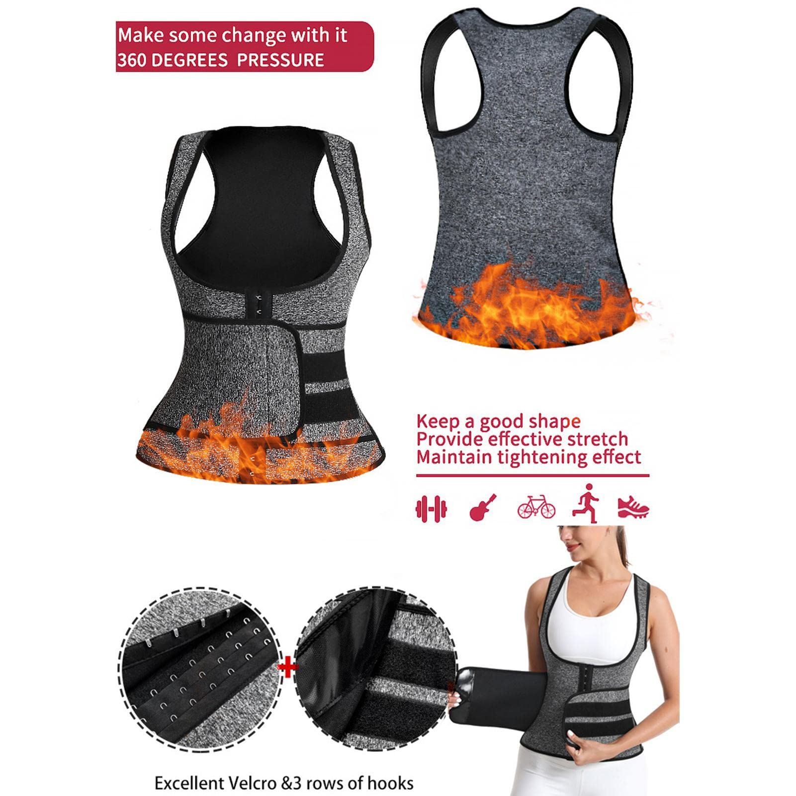 Damska kamizelka trenera talii,Cincher Gorset Fajas Potrójne pasy Tank Top Zipper Vest | Oddychaj?ca elastyczna wyszczuplaj?ca bielizna modeluj?ca si?owni?, ?, bieganie, taniec, jazd? Pologmase