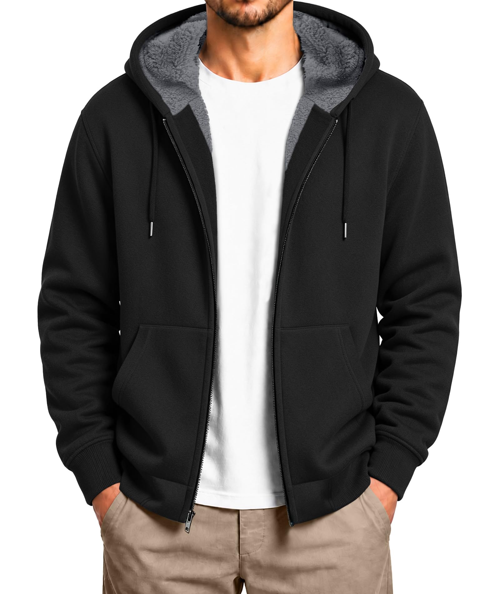 SCODI Hoodies for Men Zip Up Heavyweight Fleece Sweatshirt Thick Jacket | Full Zipper, Sh…