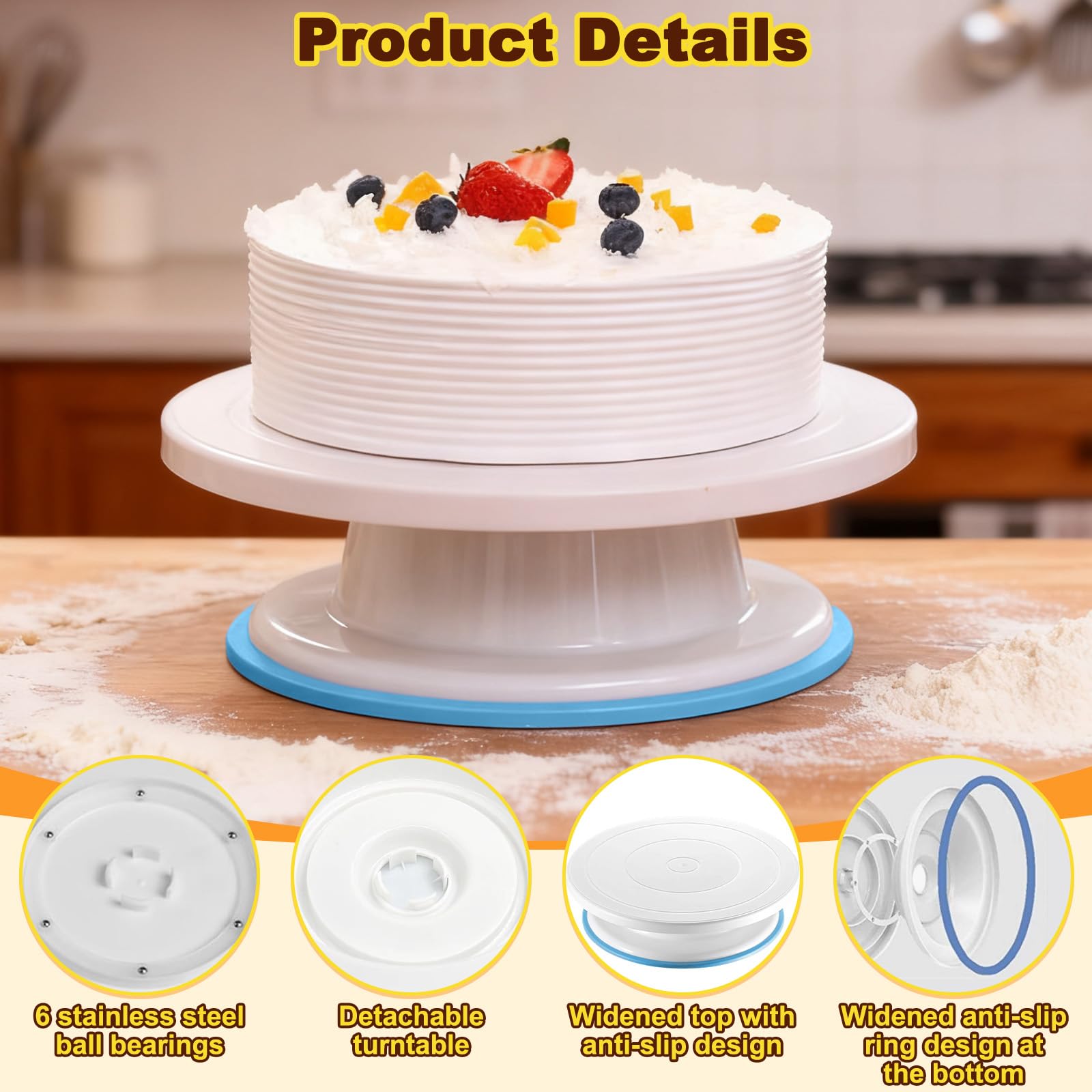 Kit Plateau Tournant Patisserie Rotatif, Ustensiles Plateau Gâteau avec 12 Embouts Glaçage, 2 Spatules Niveleur, 3 Grattoir, 50 Poches Douille Jetables, Accessoires Décoration Cuisson (71 Pièces)