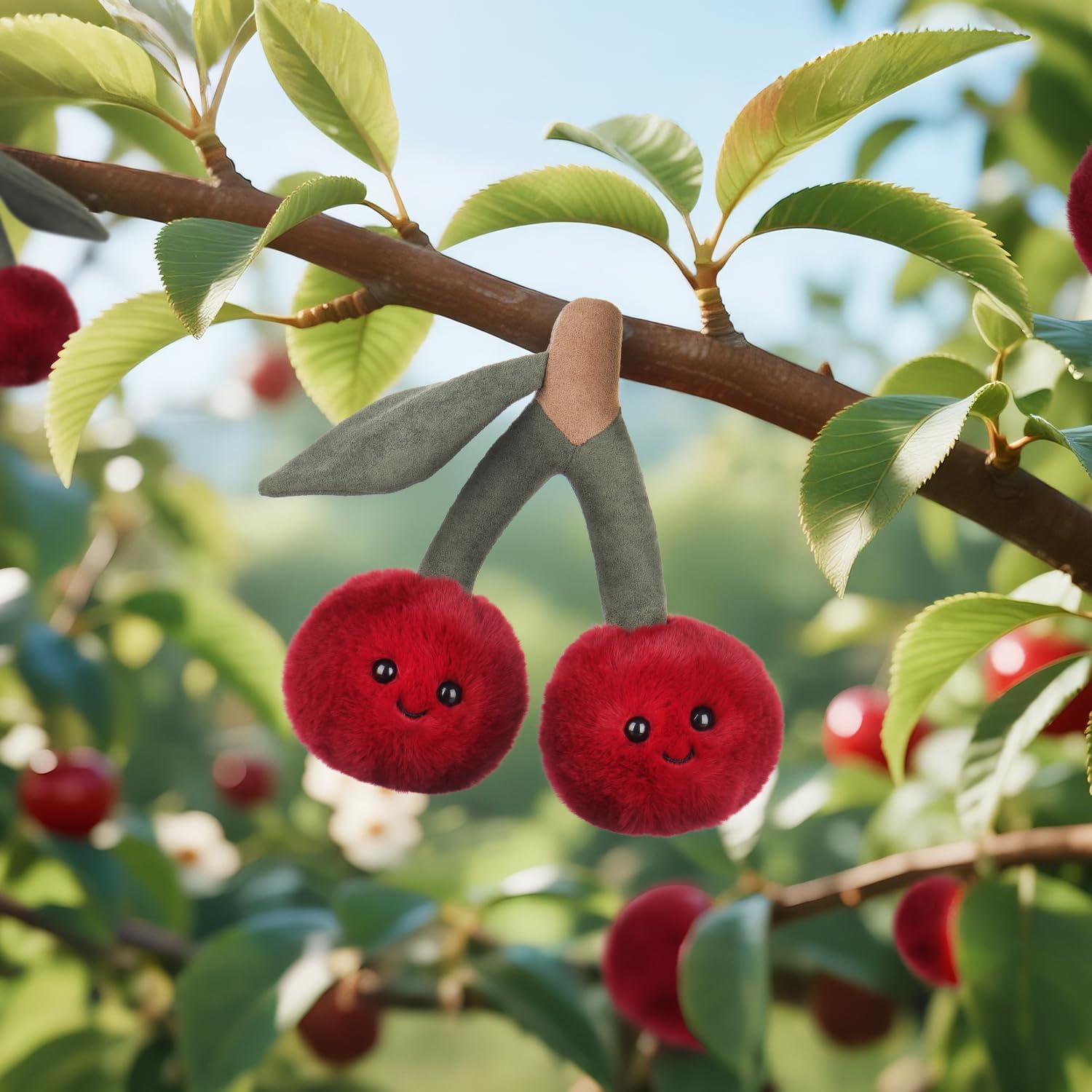 Apricot Lamb Delicious Cherry Fruit Food Plushies Plush Stuffed Animals for Kids, Soft Cute Plush Toys for Baby Girl and Boy, Fluffy Delicious Cherry Red