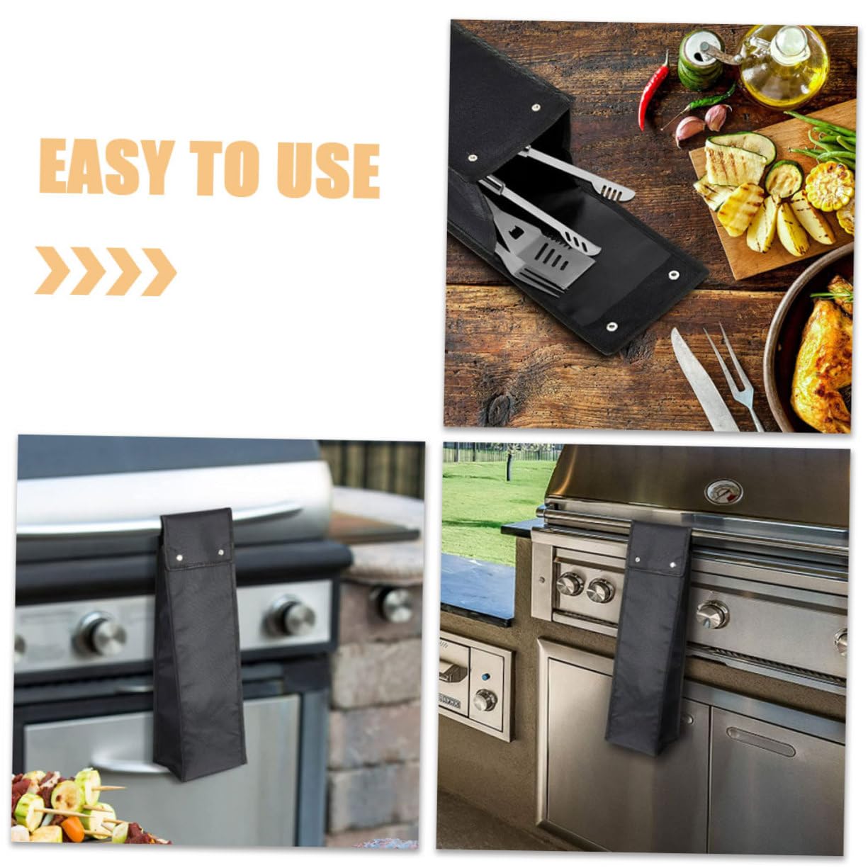 UPKOCH 4 Pezzi Custodia Per Barbecue Kit Portatile Borsa Stoccaggio Della Griglia Forniture Per Esterni Borse Da Esterno Con Coperchio Portaoggetti Per Utensili Black Tessuto Oxford 600d