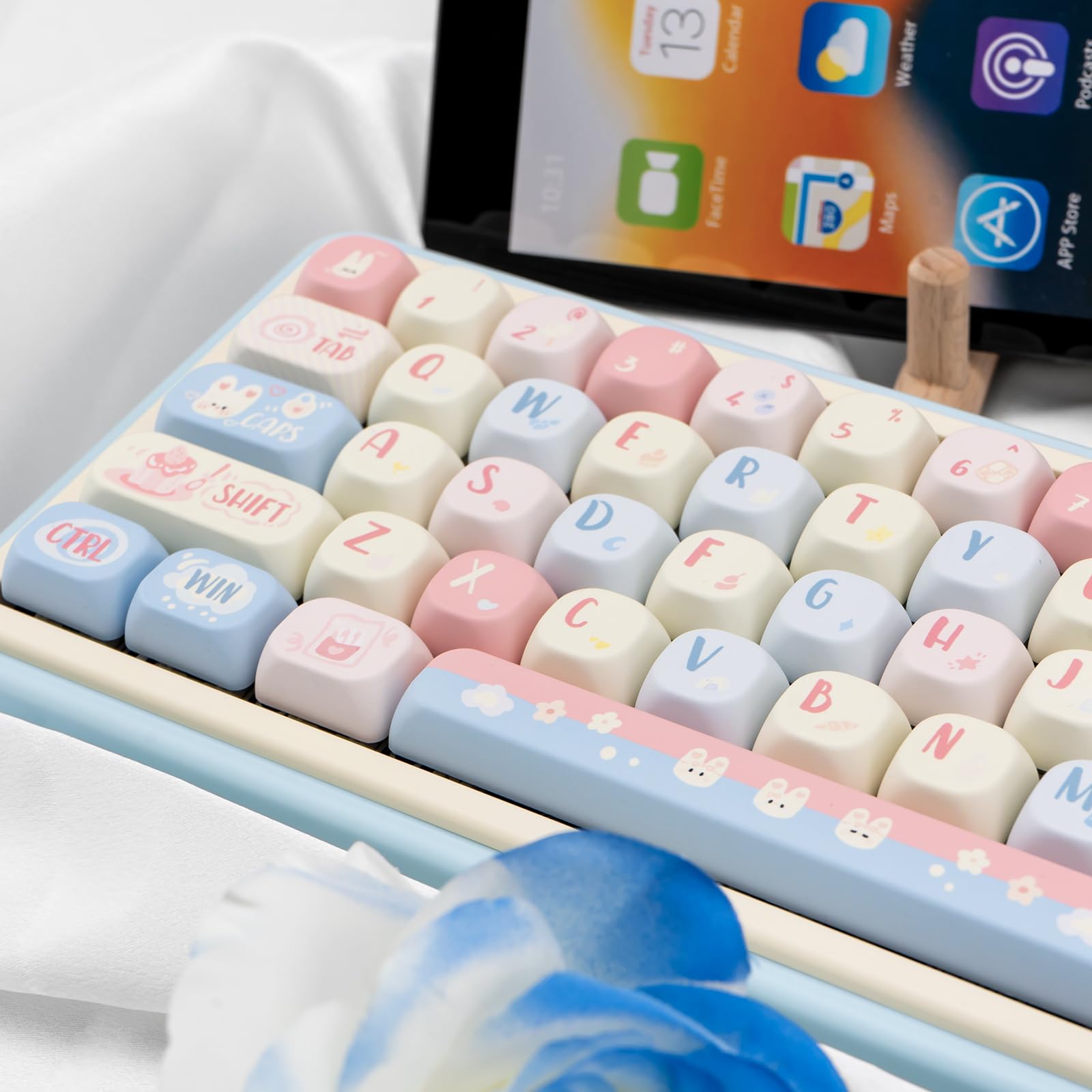 Lot De 148 Touches Clavier PBT Motif Lapin - Compatible Cherry MX, Profil MOA