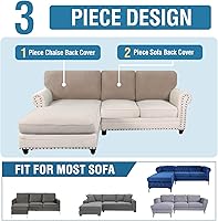 Vista 117 de H.VERSAILTEX 2025 New Sectional Couch Covers 8 Pieces Stretch Sofa Covers for Sectional Sofa Set Separate L Shaped Couch Cover for Both Left/Right