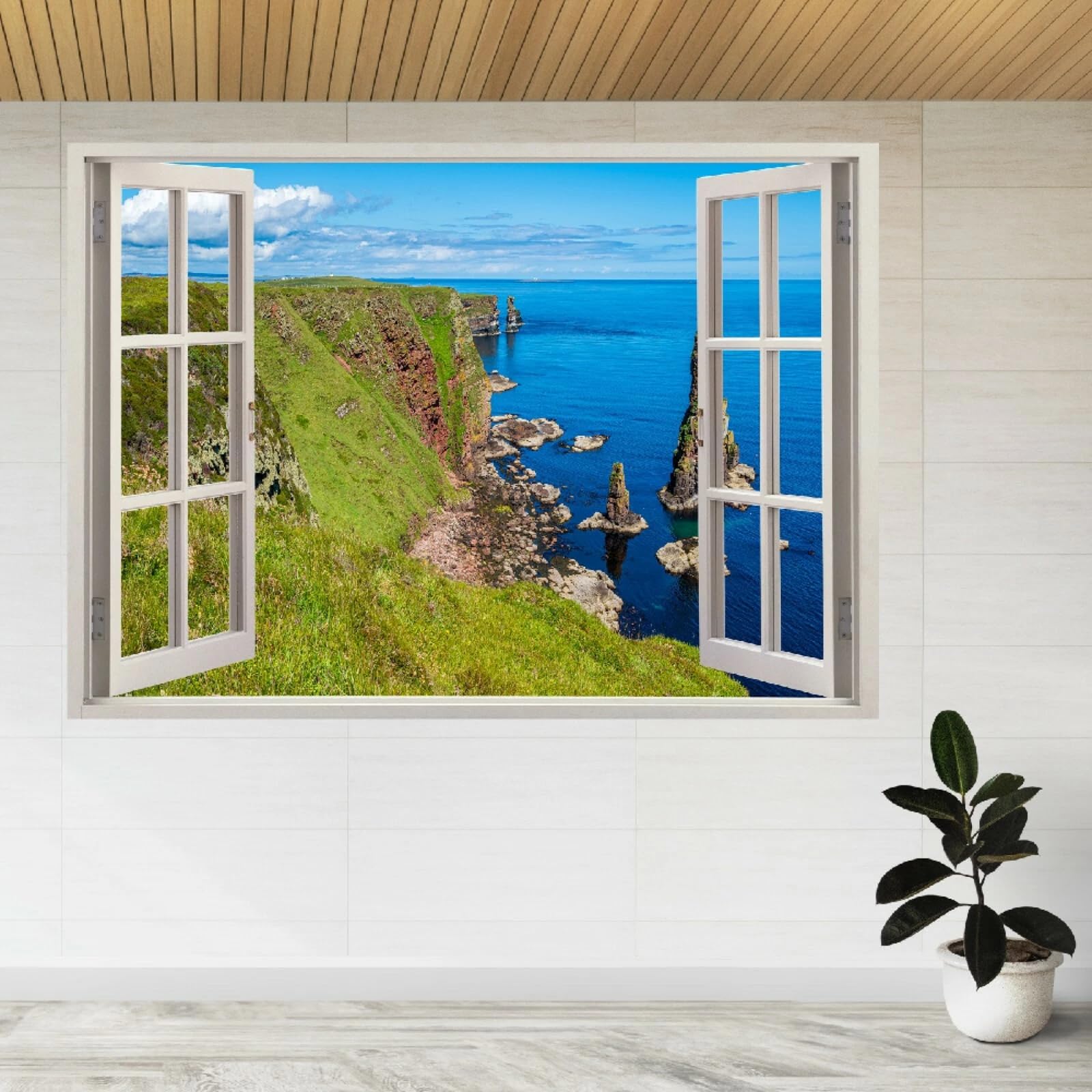 Stickers Muraux Art 3D Brisé Paysage Côtier Autocollants muraux amovibles Papier peint chambre pour filles enfants chambre décor à la maison cadeau 70x122cm