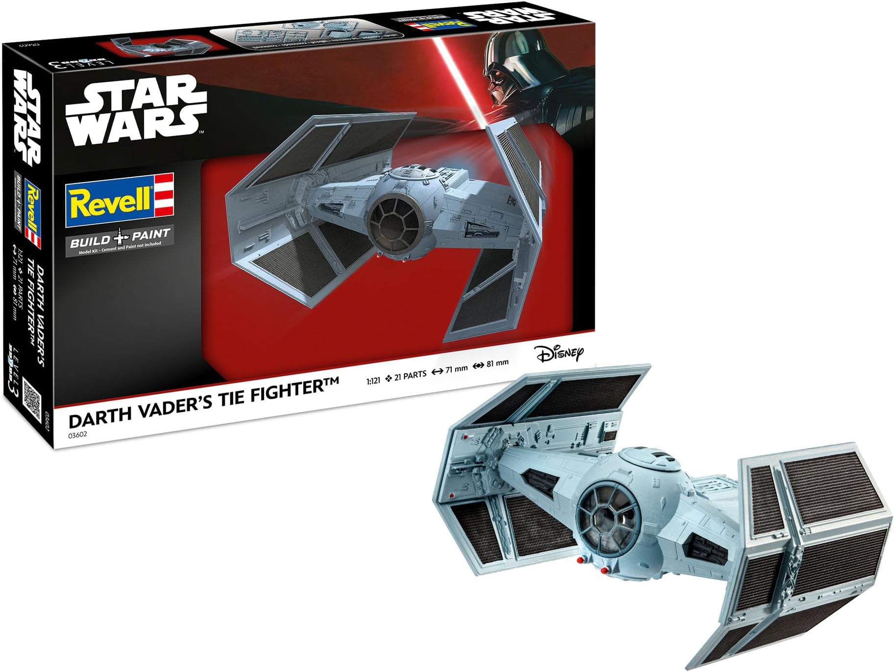 03602 Star Wars Darth Vader's TIE Fighter 1:121 Scale - Unbuilt/Unpainted Plastic Model Kit