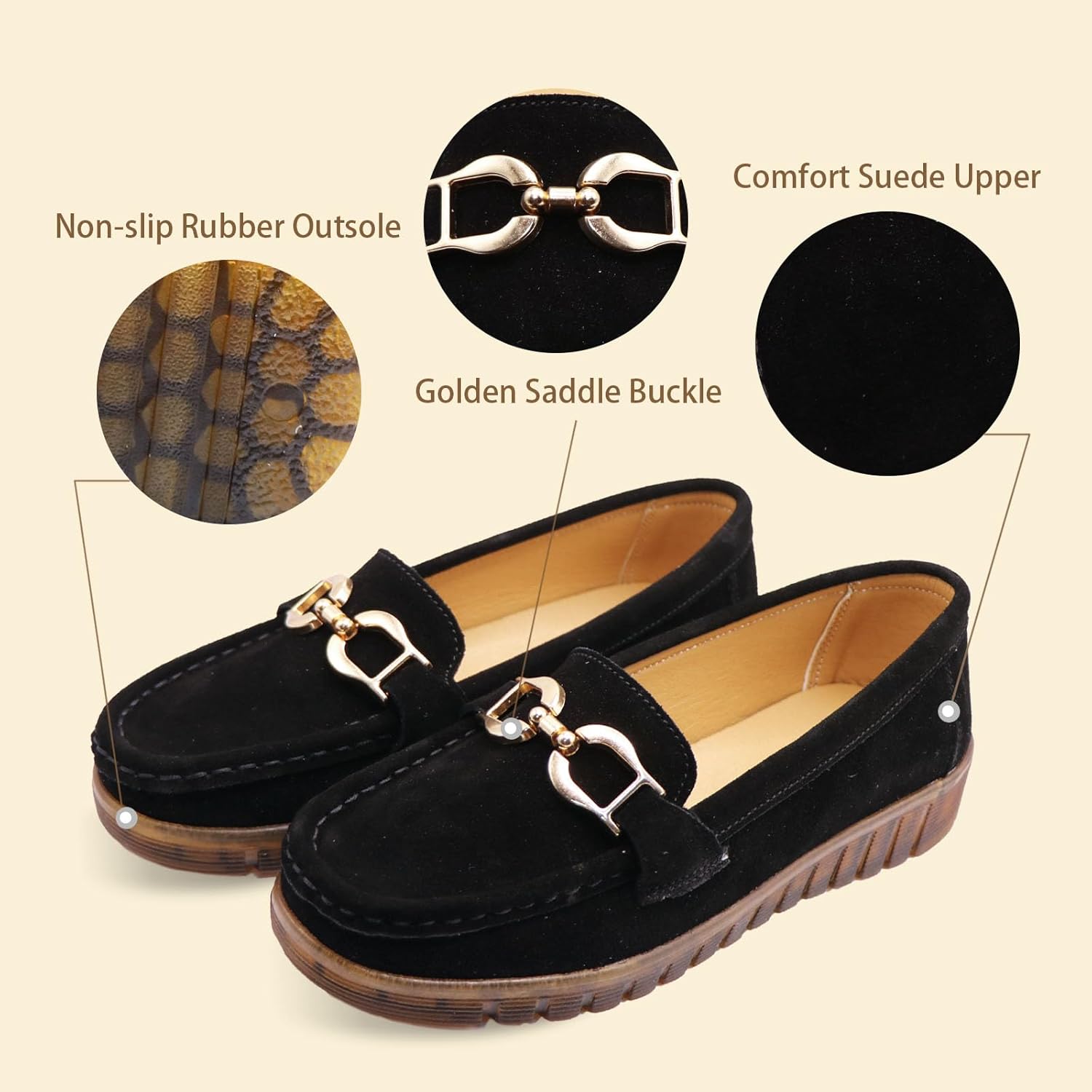 Women's Loafers for Work,Slip Resistant Comfortable Suede,Stylish Business Casual Footwear for Office,Non Slip Work & Corporate Girly Shoes,Wide Width Available - Image 3