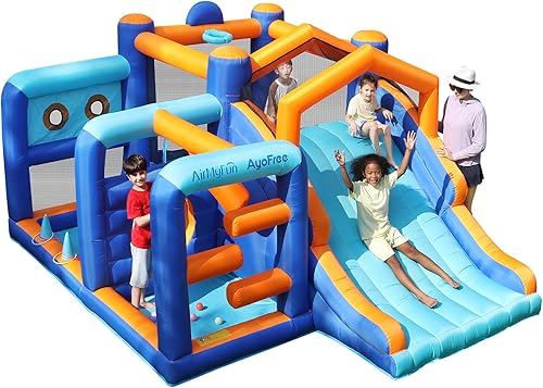 Miniatura 10 de AirMyFun Casa de Rebote Inflable, Casa de Rebote Interior 5 en 1, Casa de Rebote para Niños Grandes, Castillo Hinchable con Soplador de 450W
