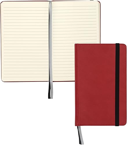 Samsill Cuaderno de escritura de tamaño clásico, tapa dura, 5.25 x 8.25 pulgadas, 120 hojas a rayas (240 páginas), color rojo