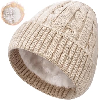 Beurlike Winter Beanie Hats for Women Fleece Lined Warm Thick Soft Stretch Knit Cap for Cold Weather
