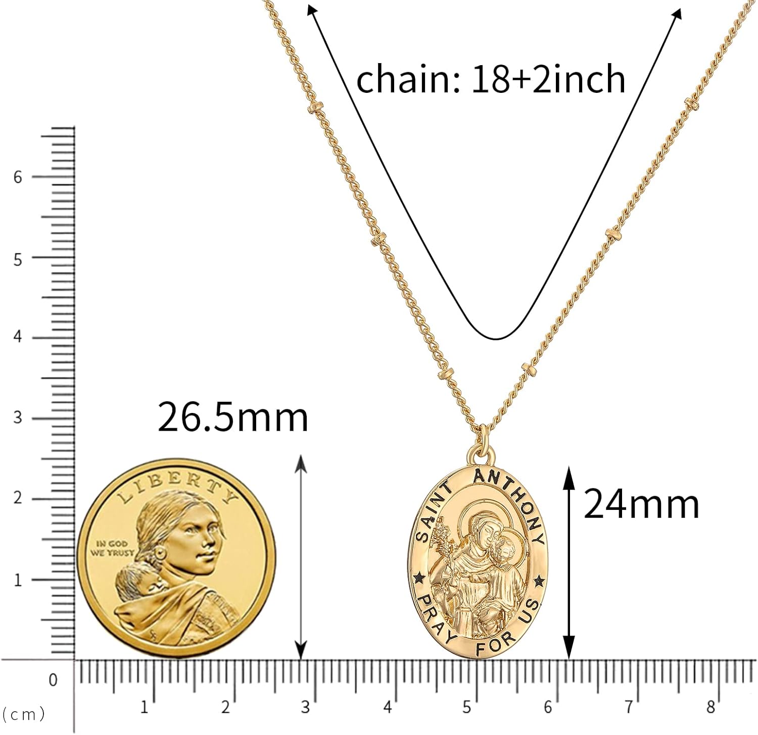 Ascona Valentines Day Gifts for Her Saint Christopher/Michael/Jude/Joseph/Anthony Necklace for Women Catholic Medal Pendant Jewelry 18+2 Inches - Image 6