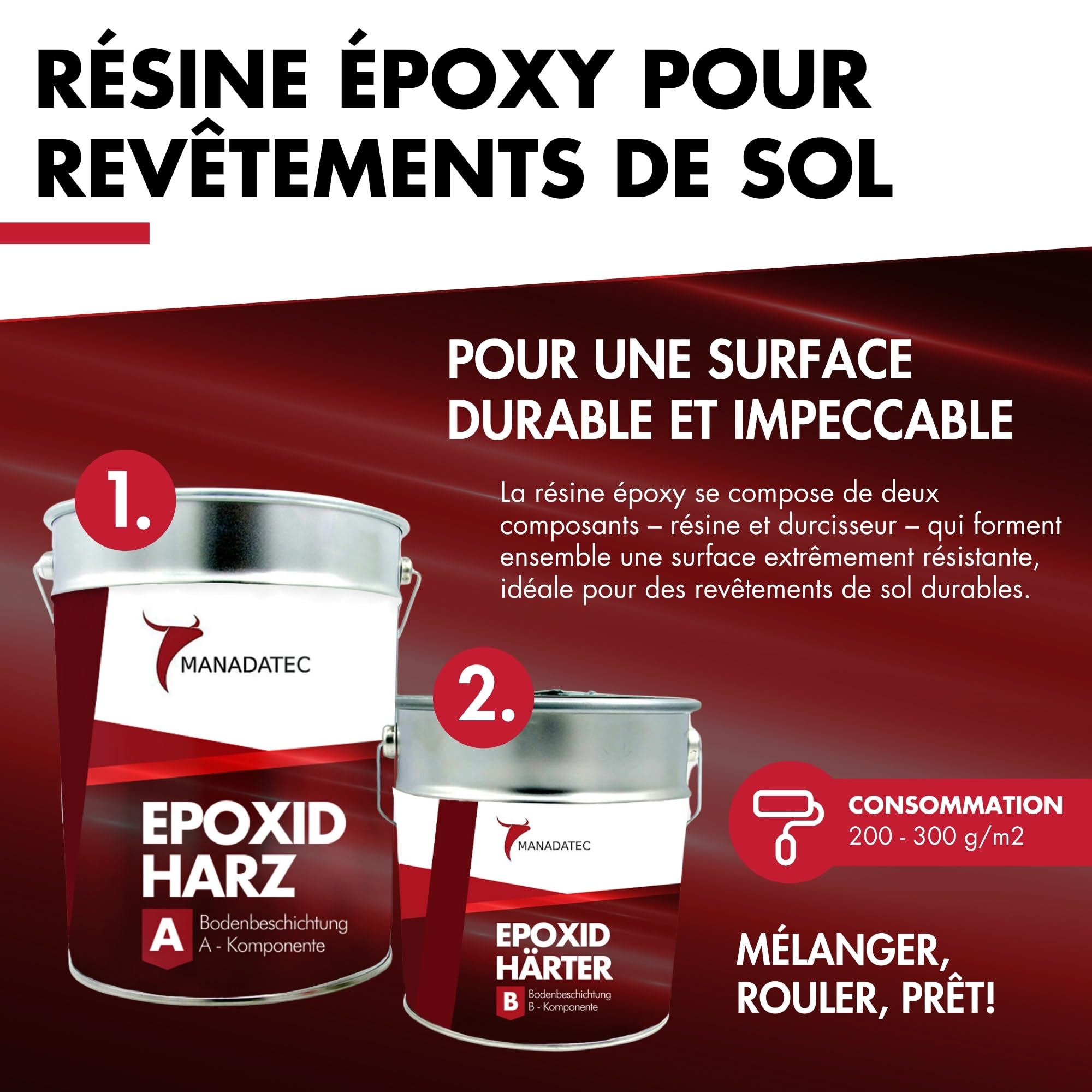Revêtement de sol époxy 2K 2,5 kg RAL 9001 Blanc crème sans solvant écologique inodore haute résistance aux chocs