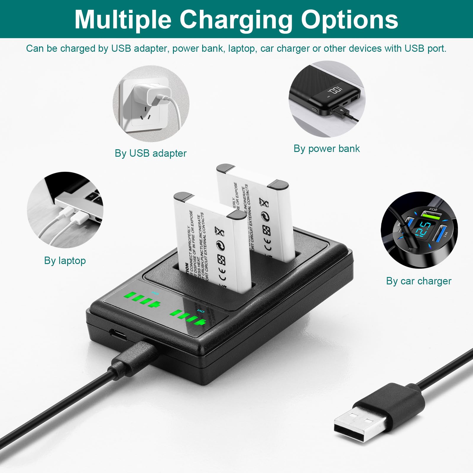 Batería Y Cargador Para Cámaras Olympus - 2 Pilas Li-90B De 1500mAh 3.7V, Compatible Con TG-7, TG-6, TG-5, SH-1, SH-2 Y Otros Modelos