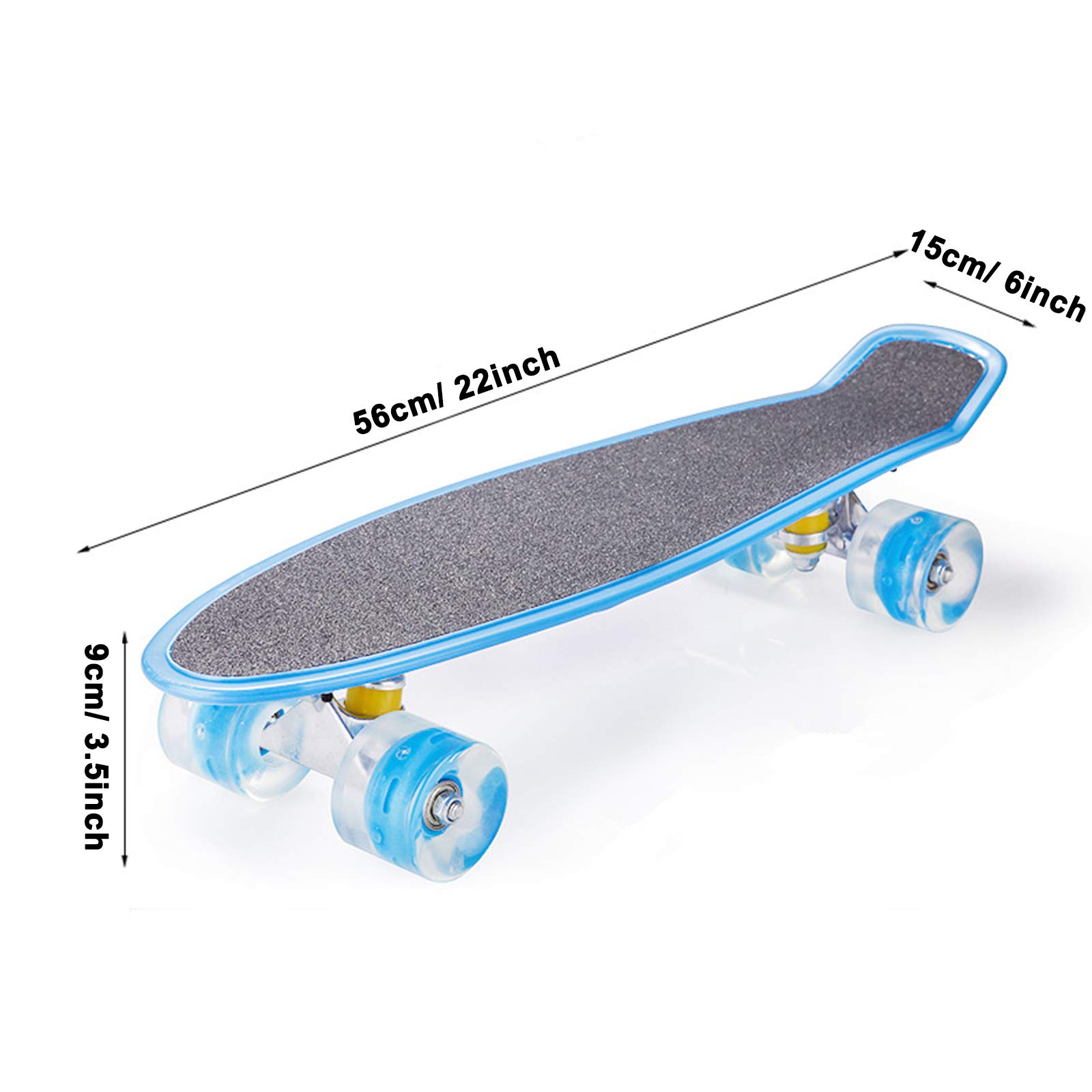 Skateboard Planche à roulettes Givrée de 22"avec Roues Clignotantes à LED et Outil en T, Skateboard Mini Cruiser Résistant à l'usure pour Enfants, Adolescents, Garçons et Filles