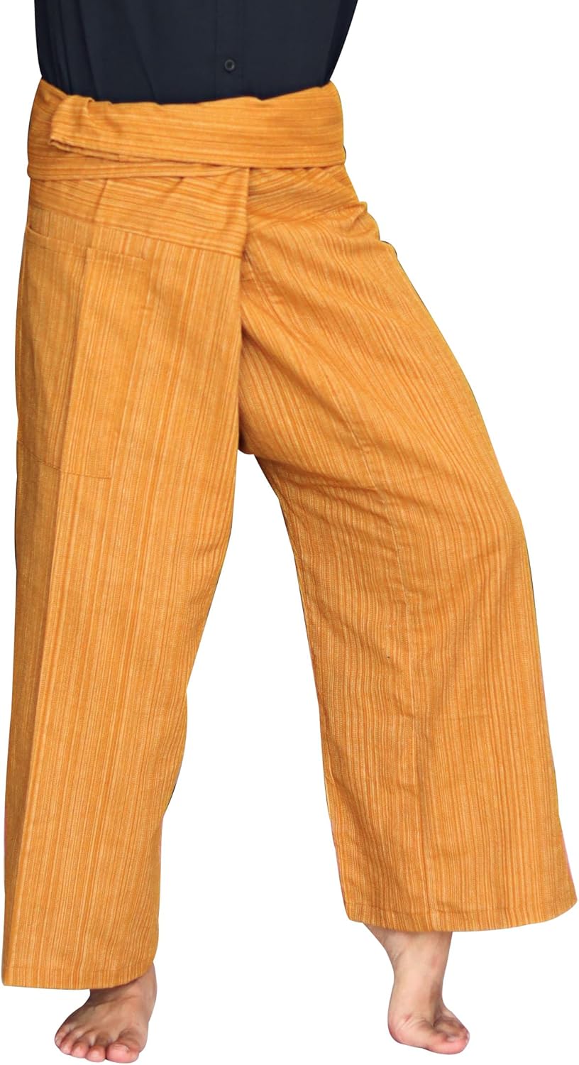 RaanPahMuang Striped Thai Fisherman Pants Men Women Loose Yoga Pirate Harem
