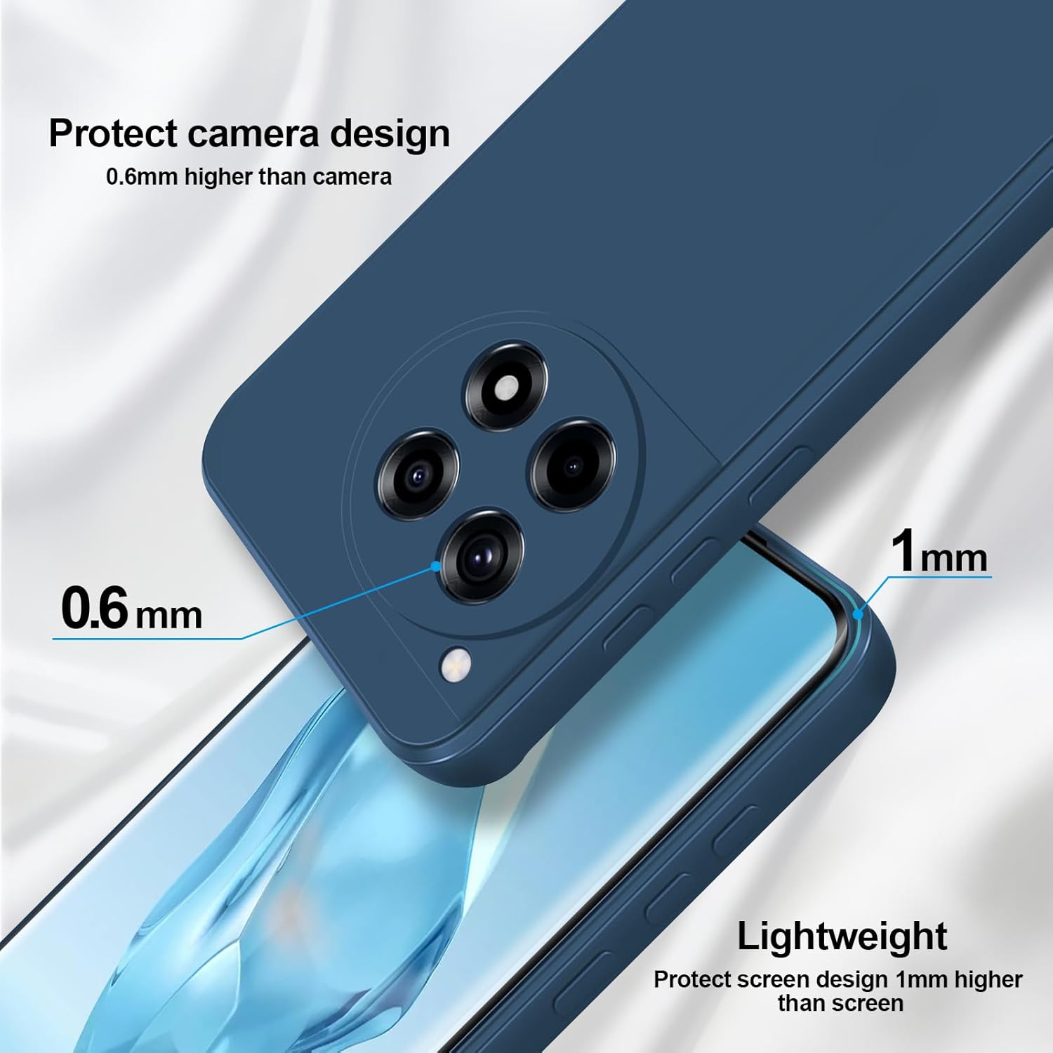 GiiYoon Case Compatible with Oneplus 12R, High-Quality Liquid Silicone Case, All-Round Protection Mobile Phone Case, Scratch-Resistant, Soft Microfibre Lining, Blue 2026 - view 3