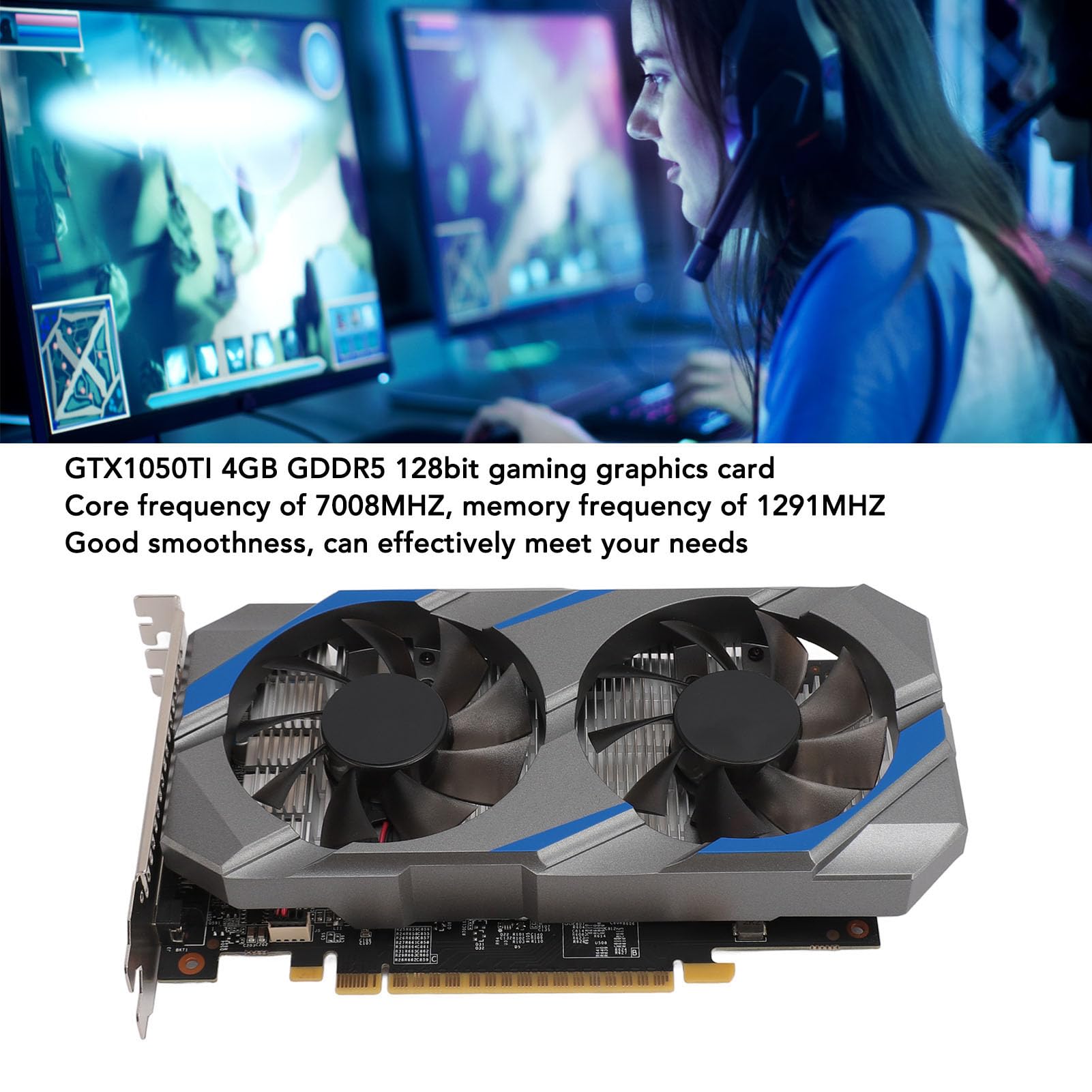 GTX1050TI 4GB Gaming Graphics Card, GDDR5 128bit, HDMI, VGA, GP107