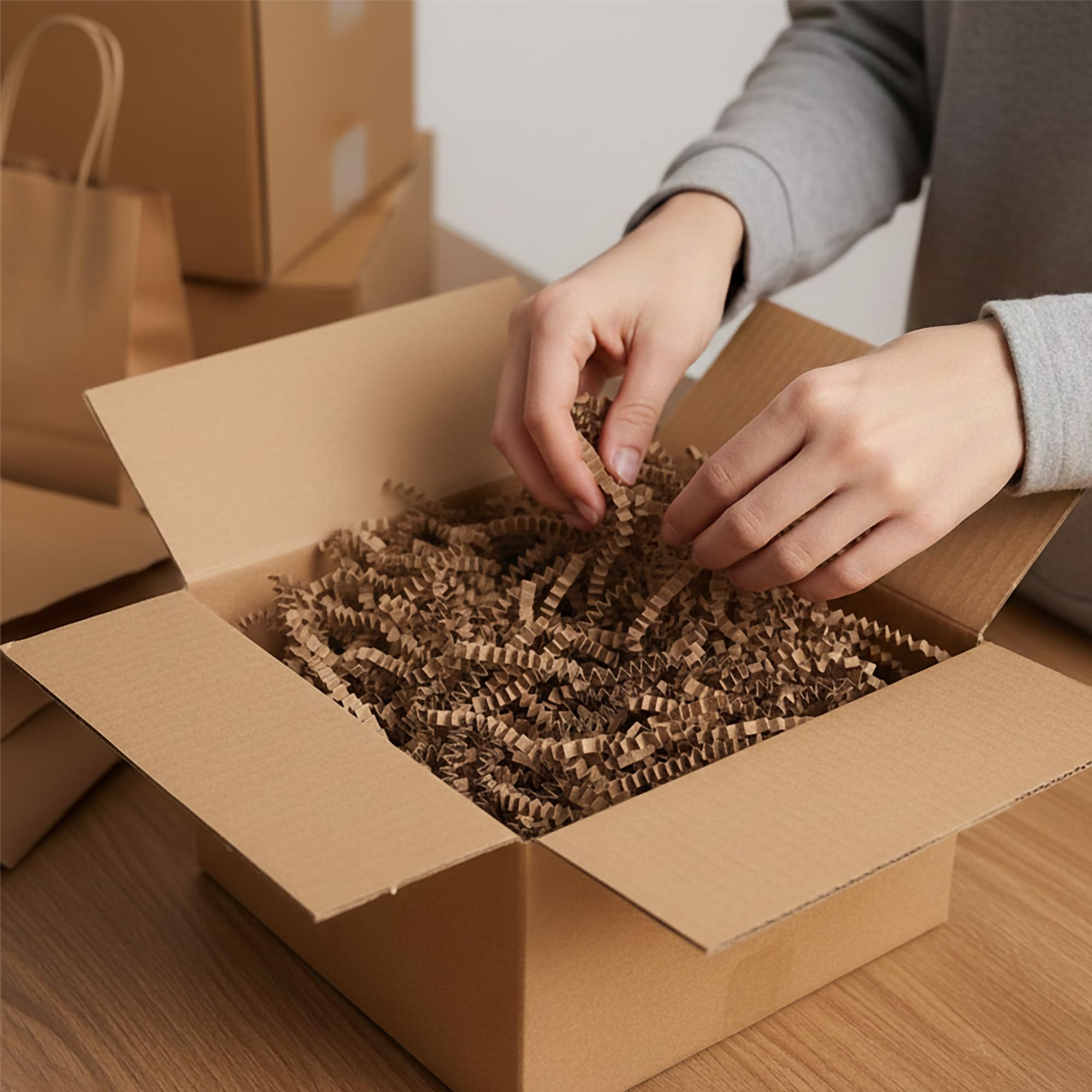 Papier kraft déchiqueté 10 kg, matériau de calage pour colis, paniers et boîtes, protection & décoration, biodégradable, kraft brun
