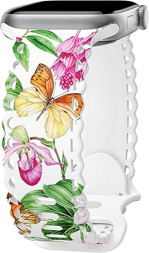 UpfurMach Compatible con Apple Watch Band de 1.61, 1.57, 1.49, 1.77, 1.77, 1.73 y 1.65 pulgadas, correas deportivas de silicona suave con estampado