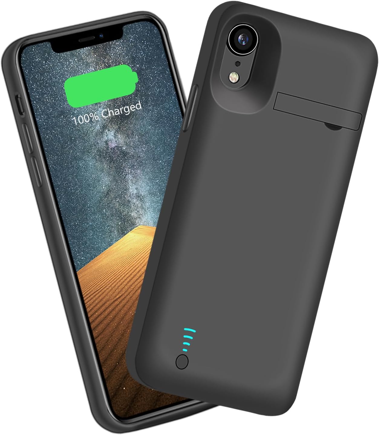 Sitong Battery Case for iPhone XR, 6000mAh Rechargeable Extended Battery Charging Charger Case, Add 1.55x Extra Juice, Support Wire Headphones (6.1 inch) Black